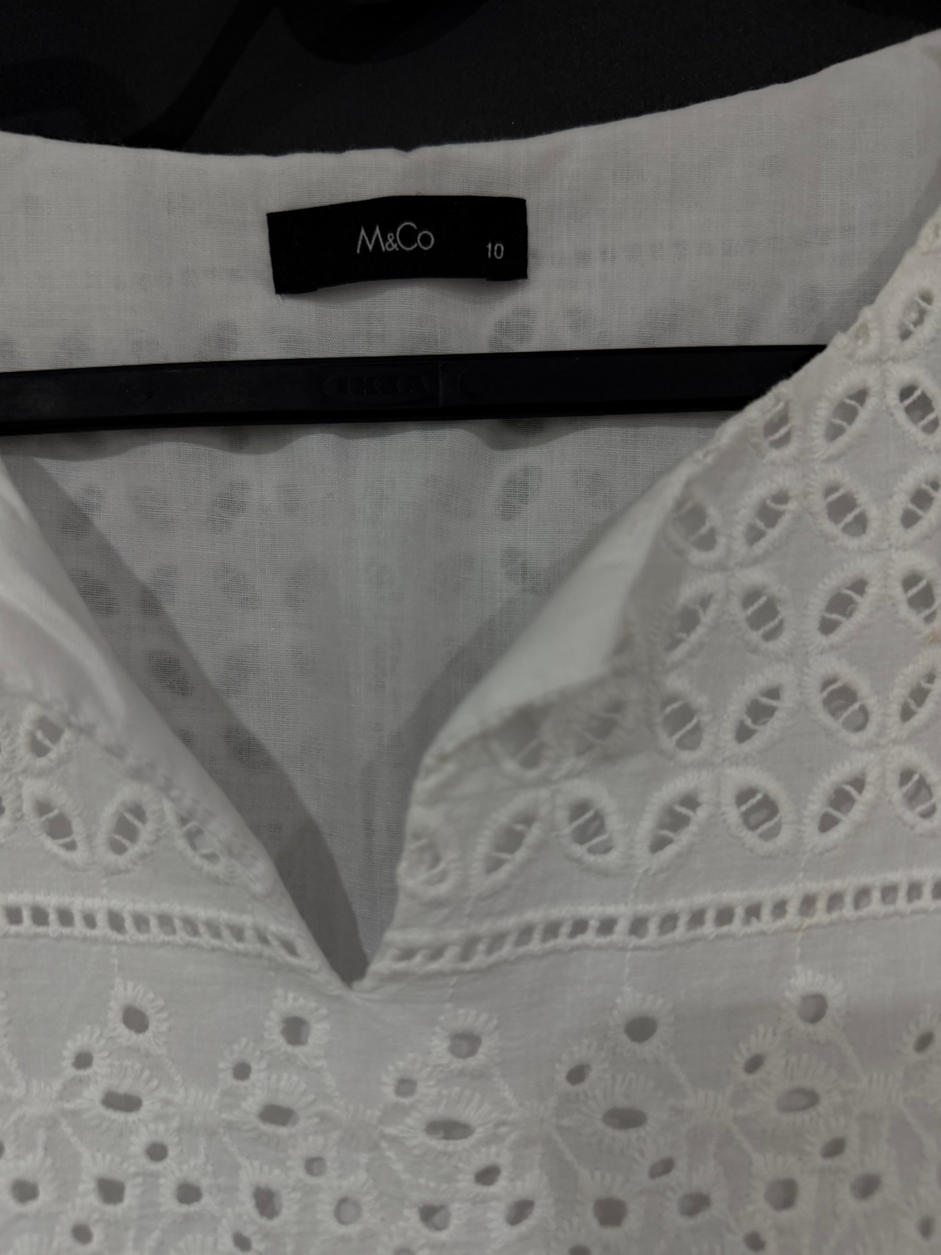 M&Co White Eyelet Lace Sleeveless Dress UK 10 image 2