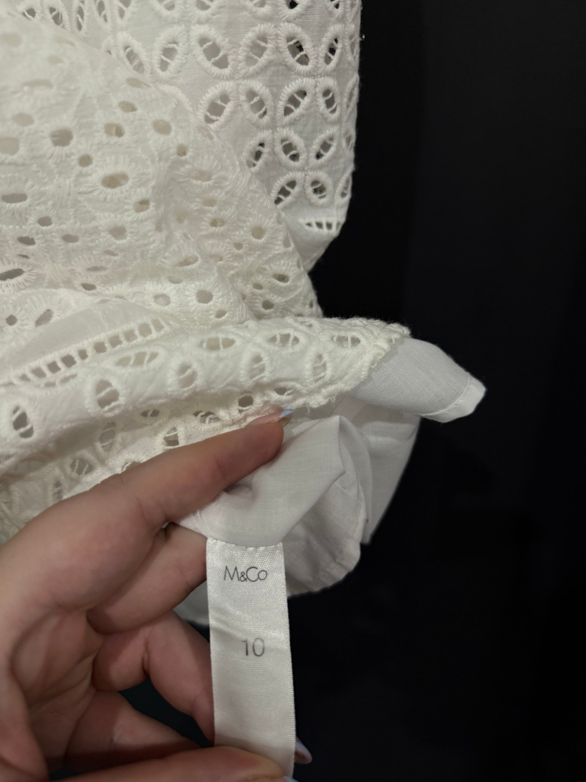 M&Co White Eyelet Lace Sleeveless Dress UK 10 image 3