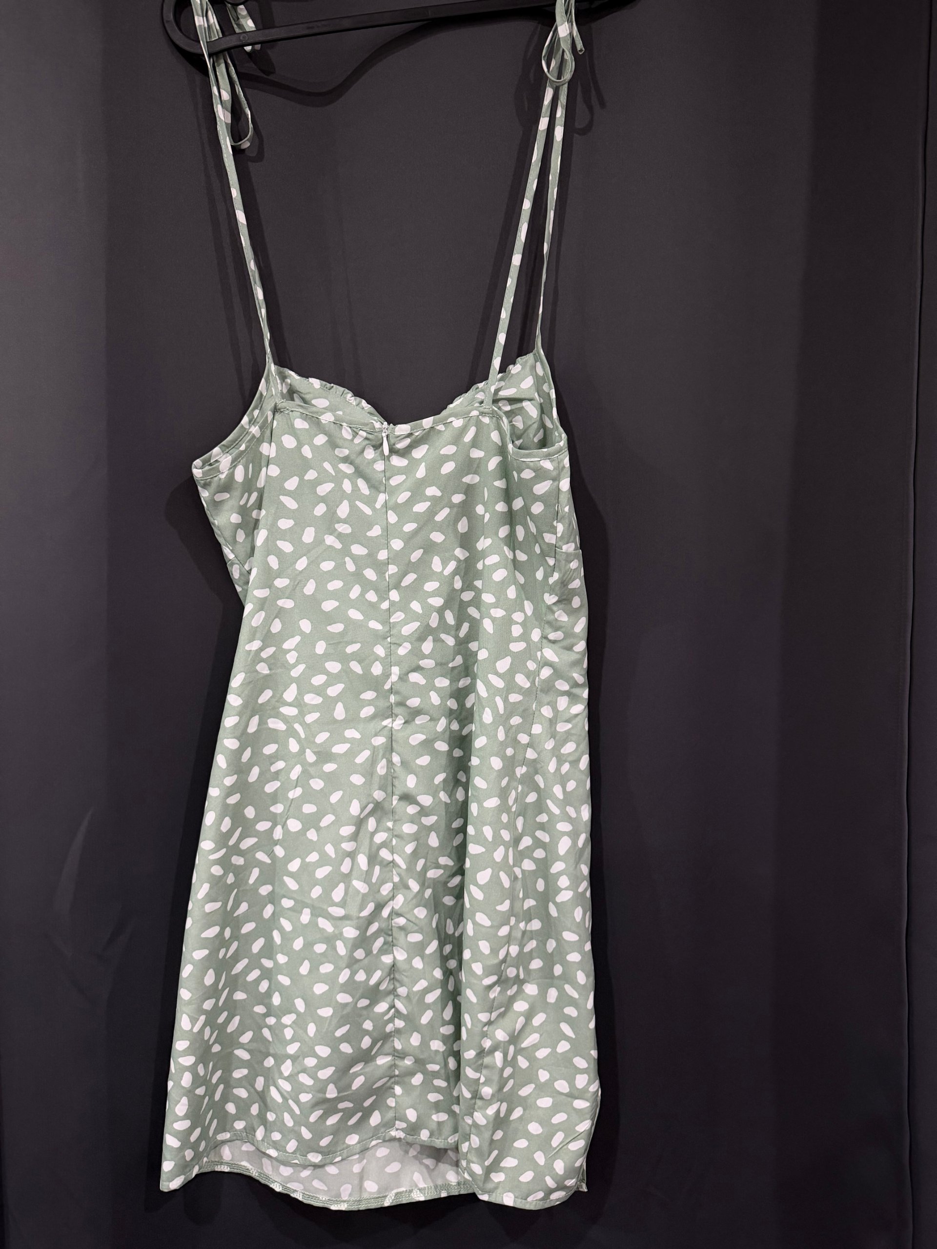 SHEIN Green & White Polka Dot Spaghetti Strap Dress Size Small