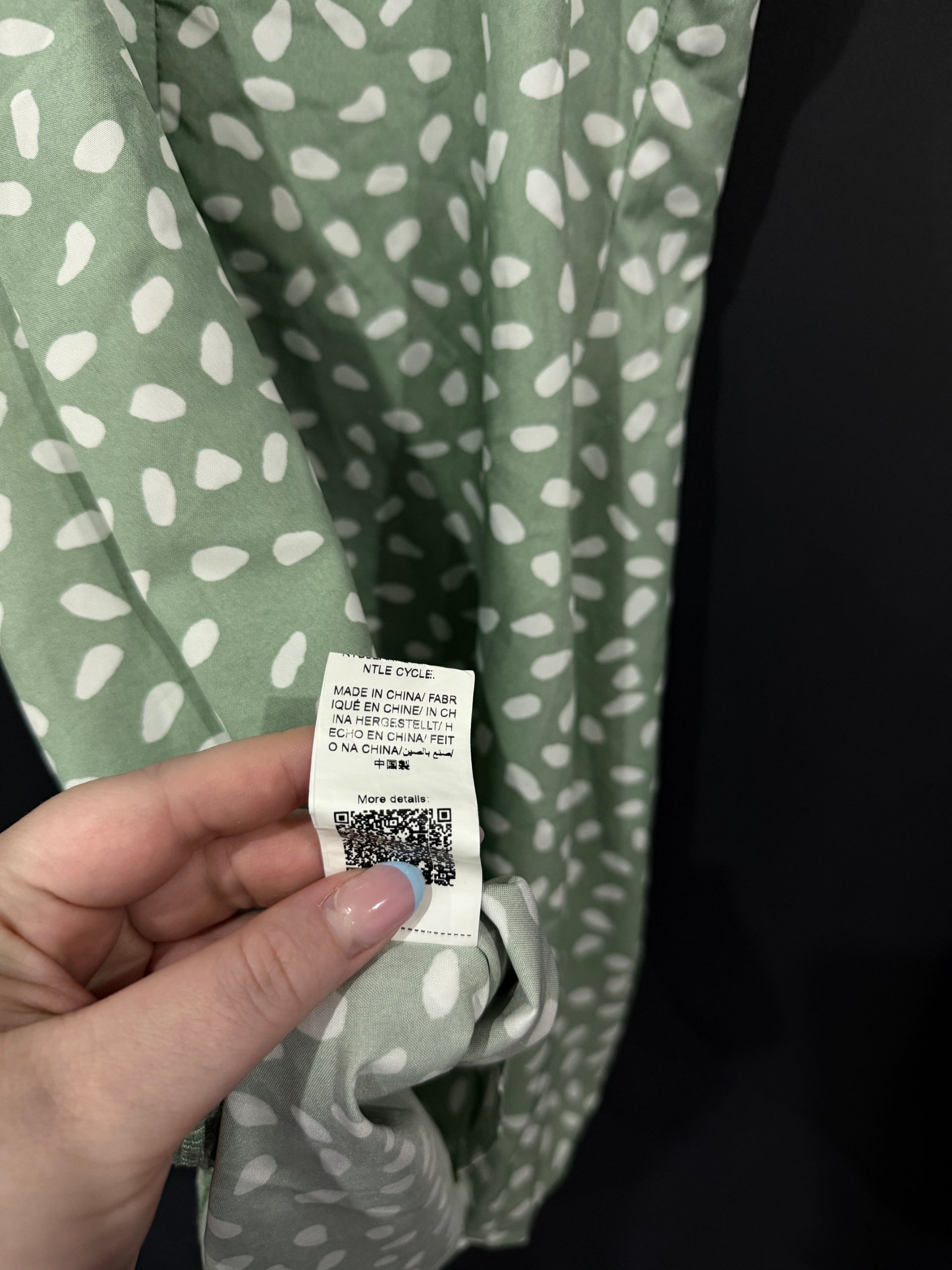 SHEIN Green & White Polka Dot Spaghetti Strap Dress Size Small image 3