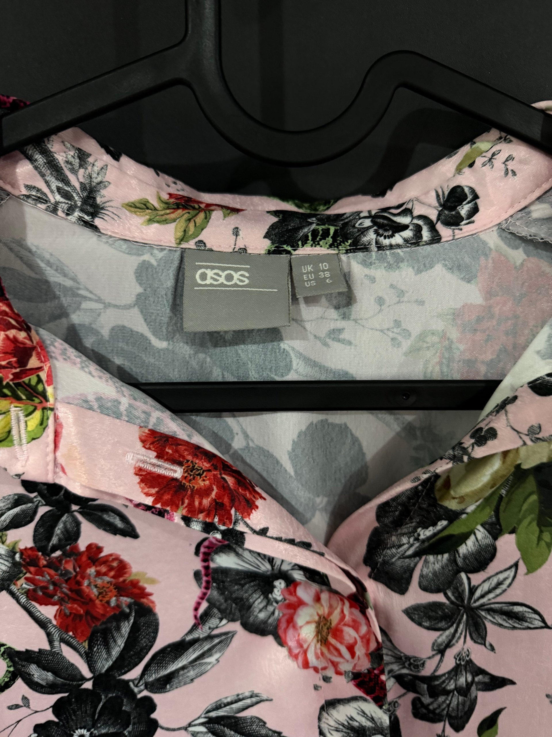 ASOS Pink Floral & Snake Print Shirt UK 10 image 3