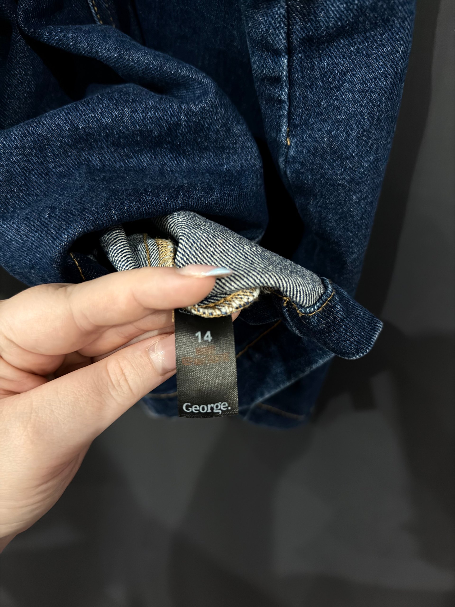 George Dark Blue Denim Pinafore Dress UK 14 image 4