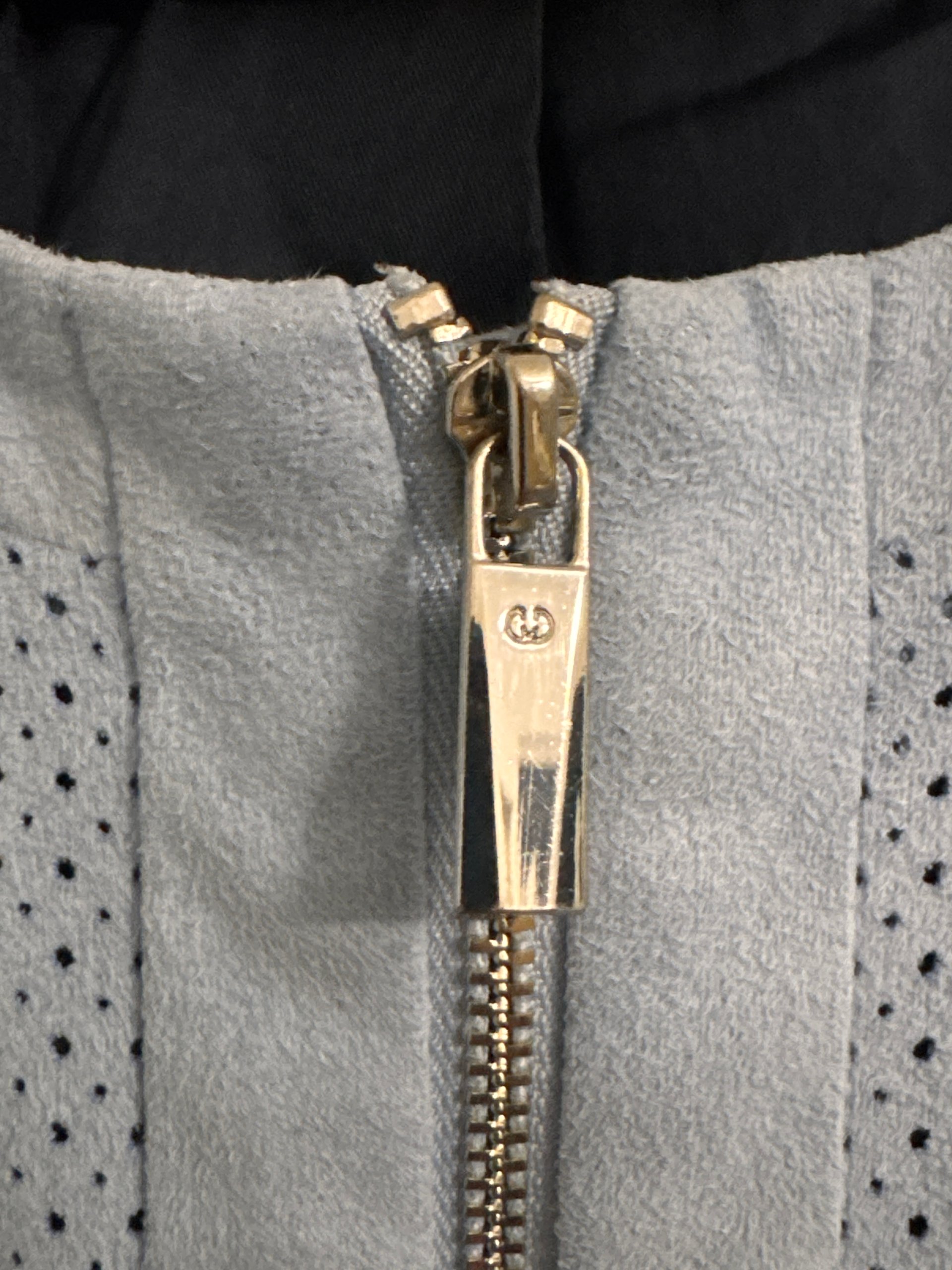 Gerry Weber Blue Faux Suede Perforated Zip Jacket Medium - 3125 image 4