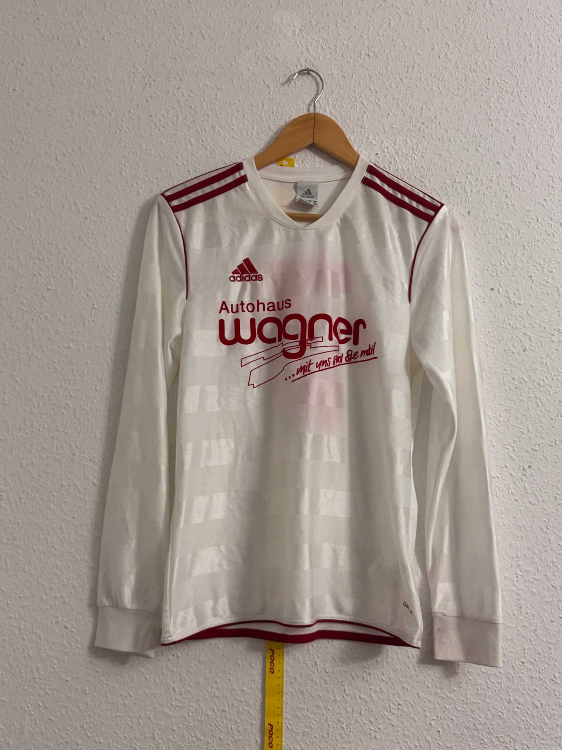 Adidas White & Red Long Sleeve Football Shirt Small - 3120