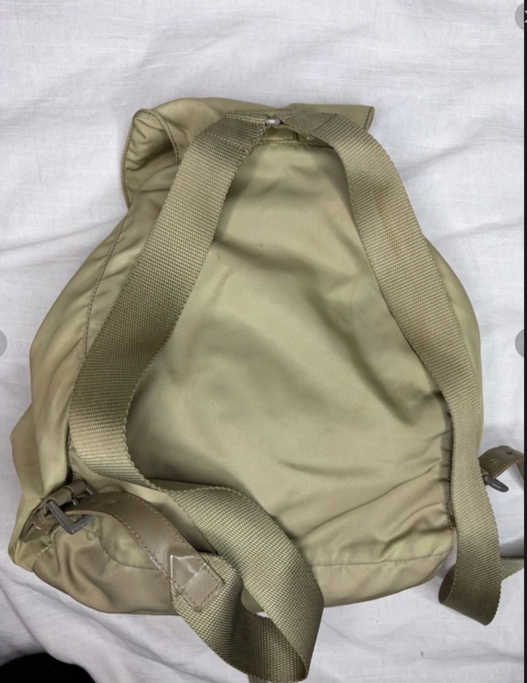 Prada Beige Nylon Backpack Drawstring Closure image 2