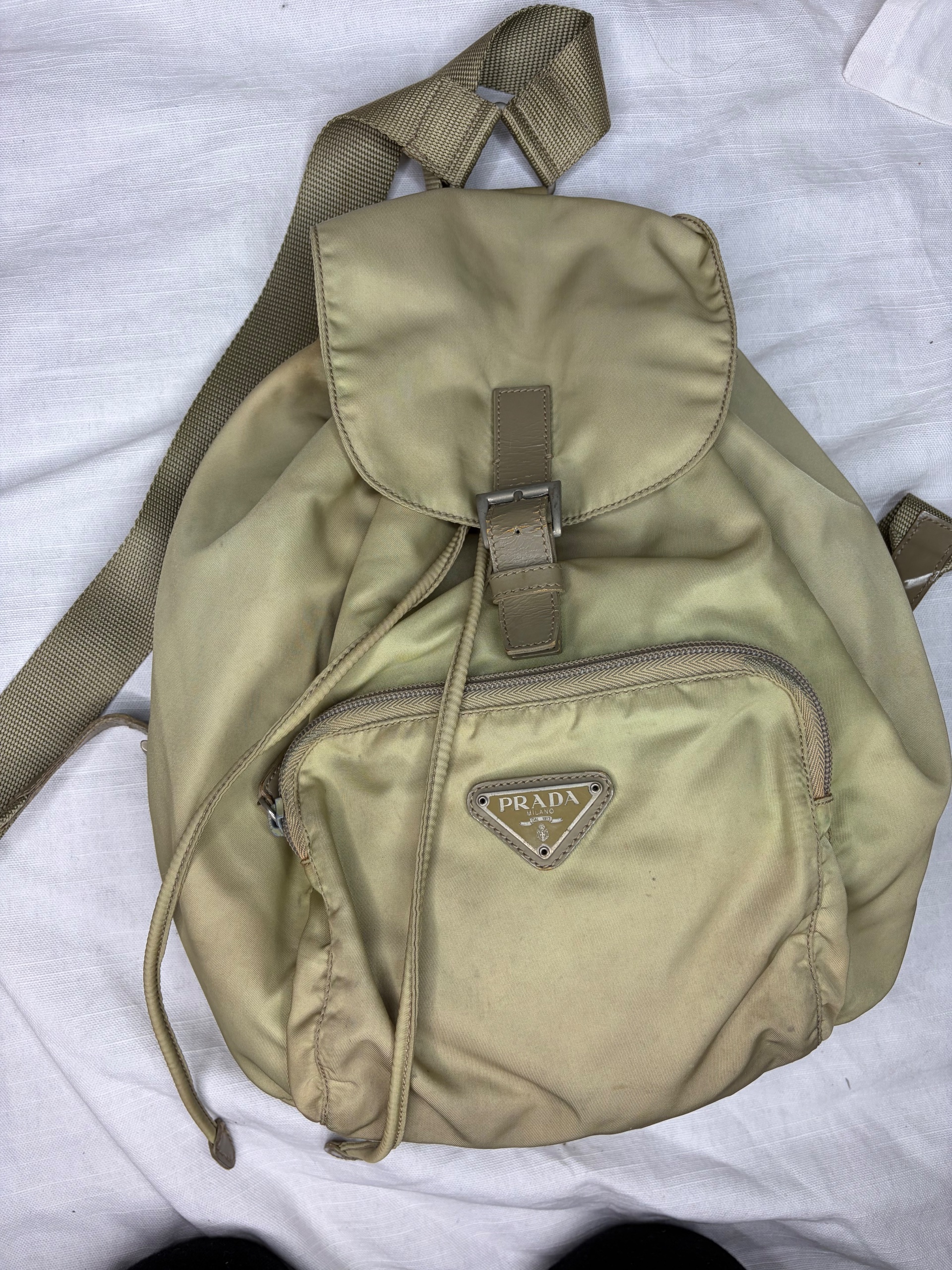 Prada Beige Nylon Backpack Drawstring Closure image 5