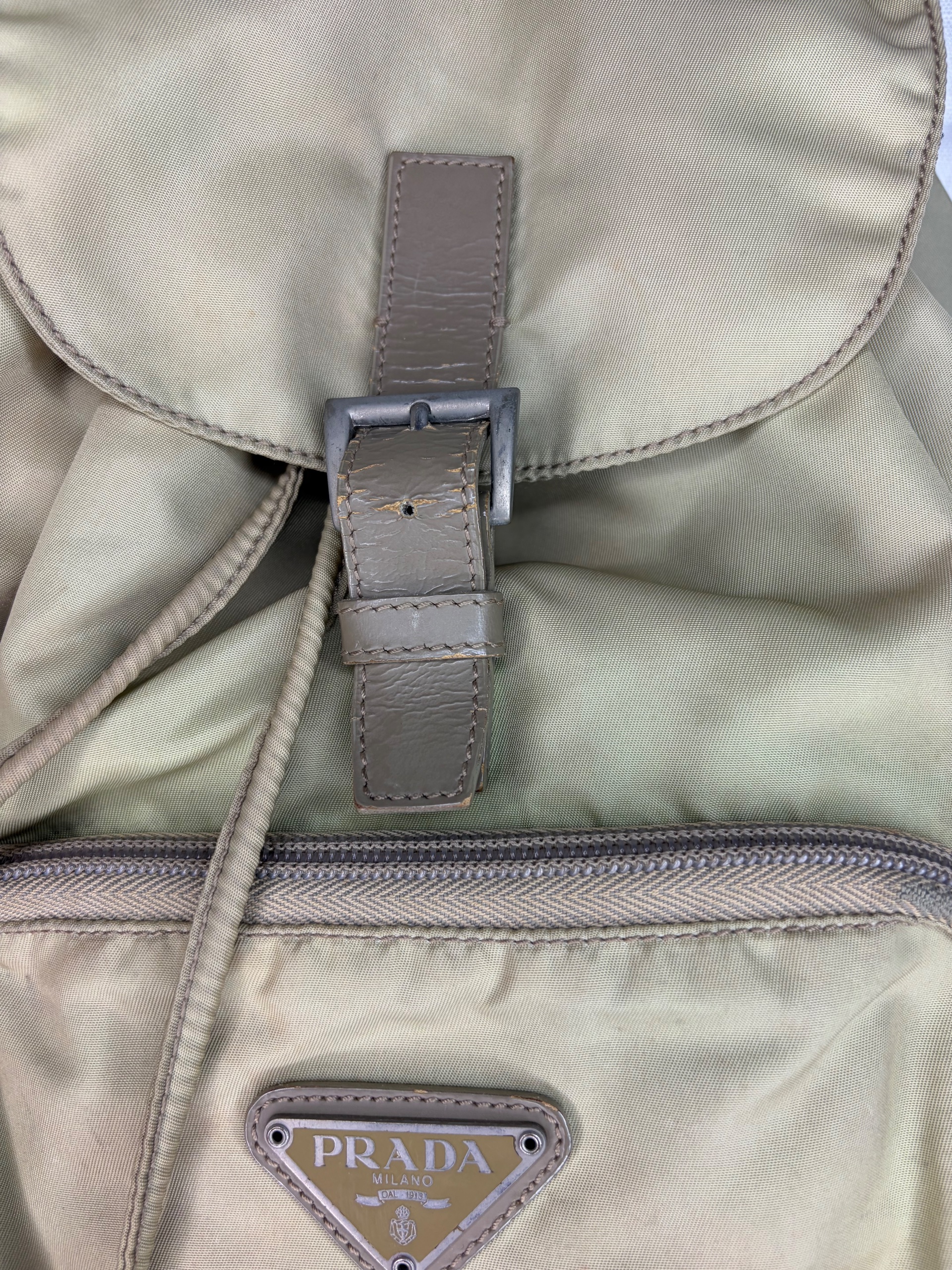 Prada Beige Nylon Backpack Drawstring Closure image 7