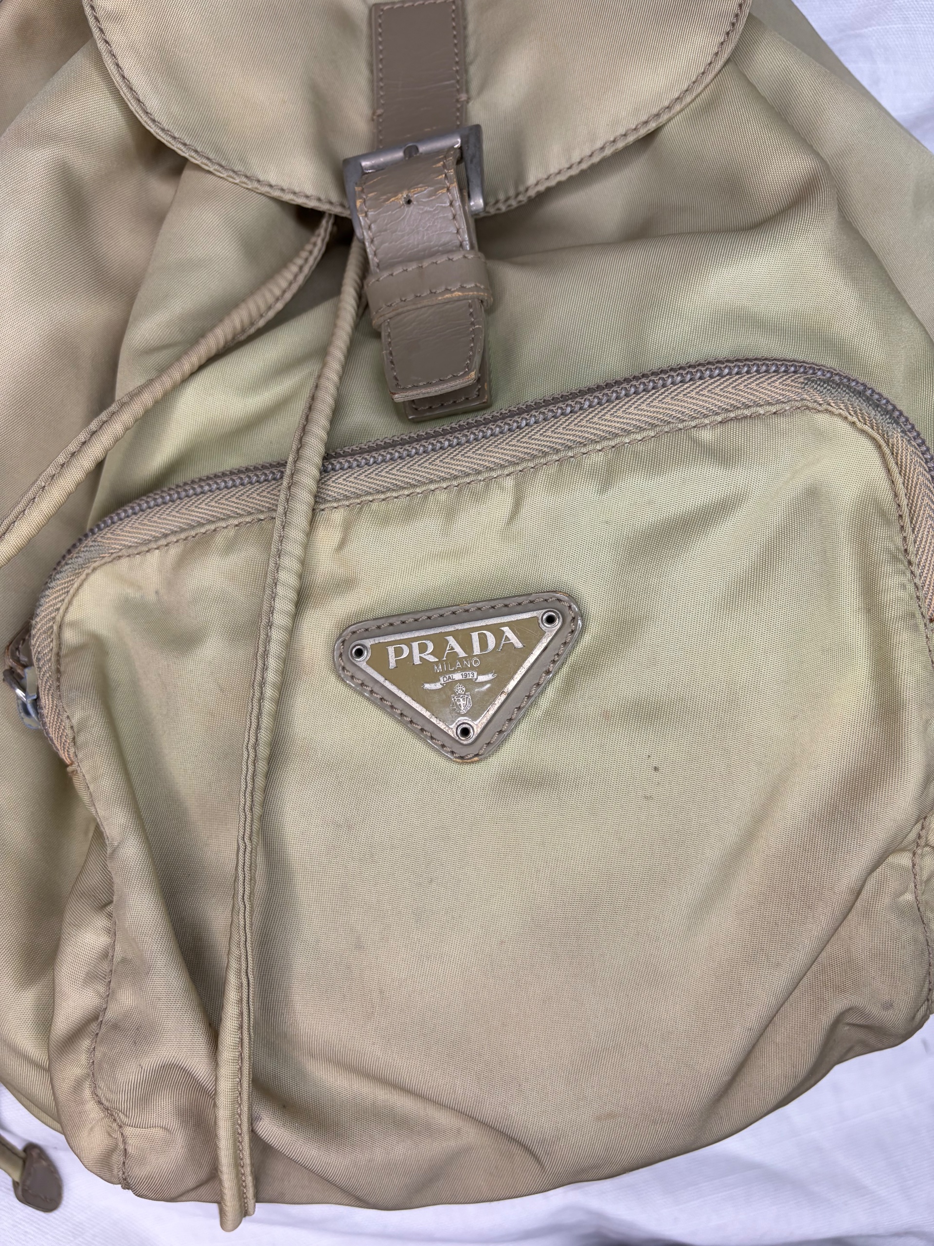 Prada Beige Nylon Backpack Drawstring Closure image 9