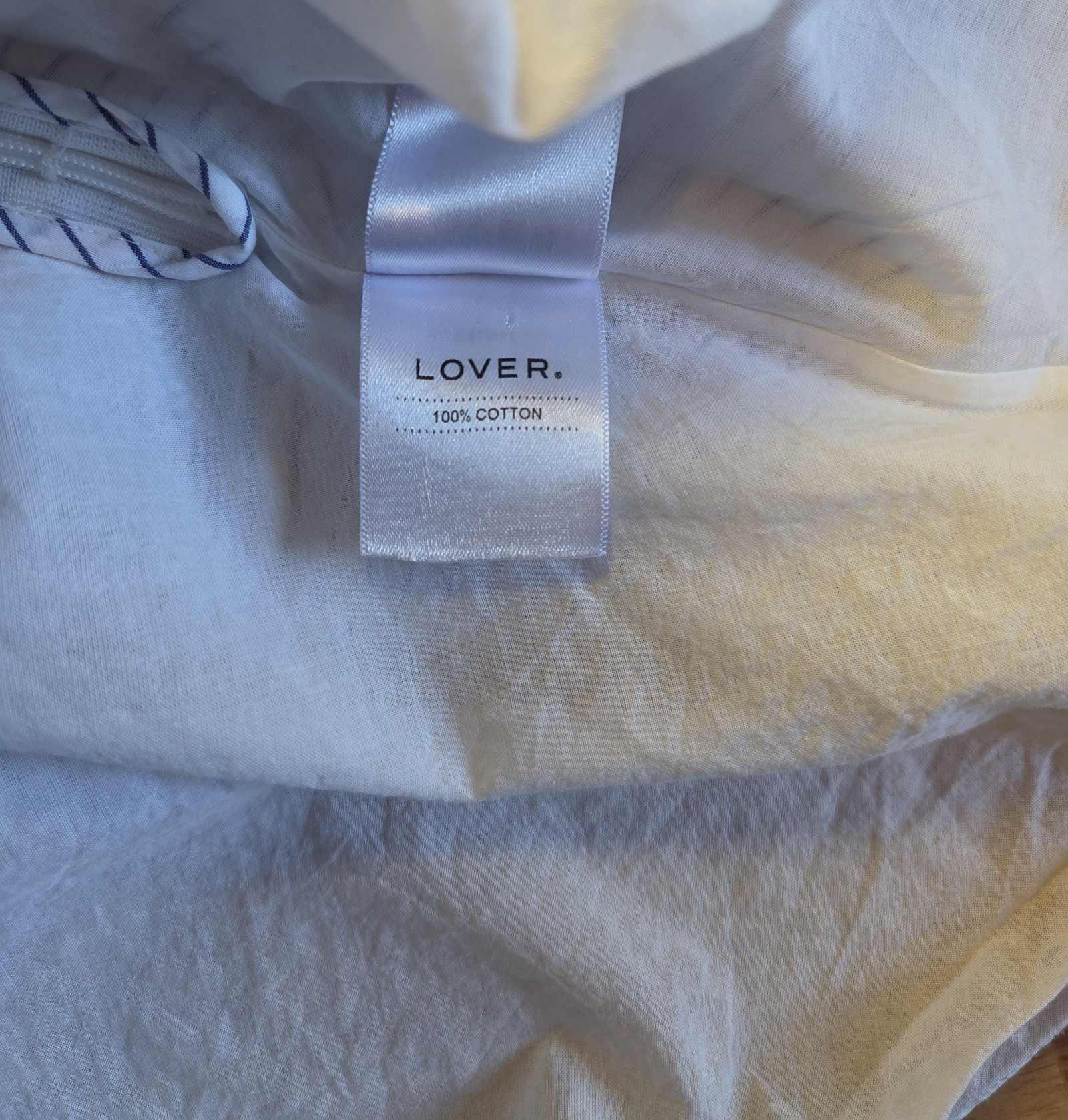 LOVER Women's Blue & White Stripe Cotton Ruffle Neck Dress Size 10 image 7