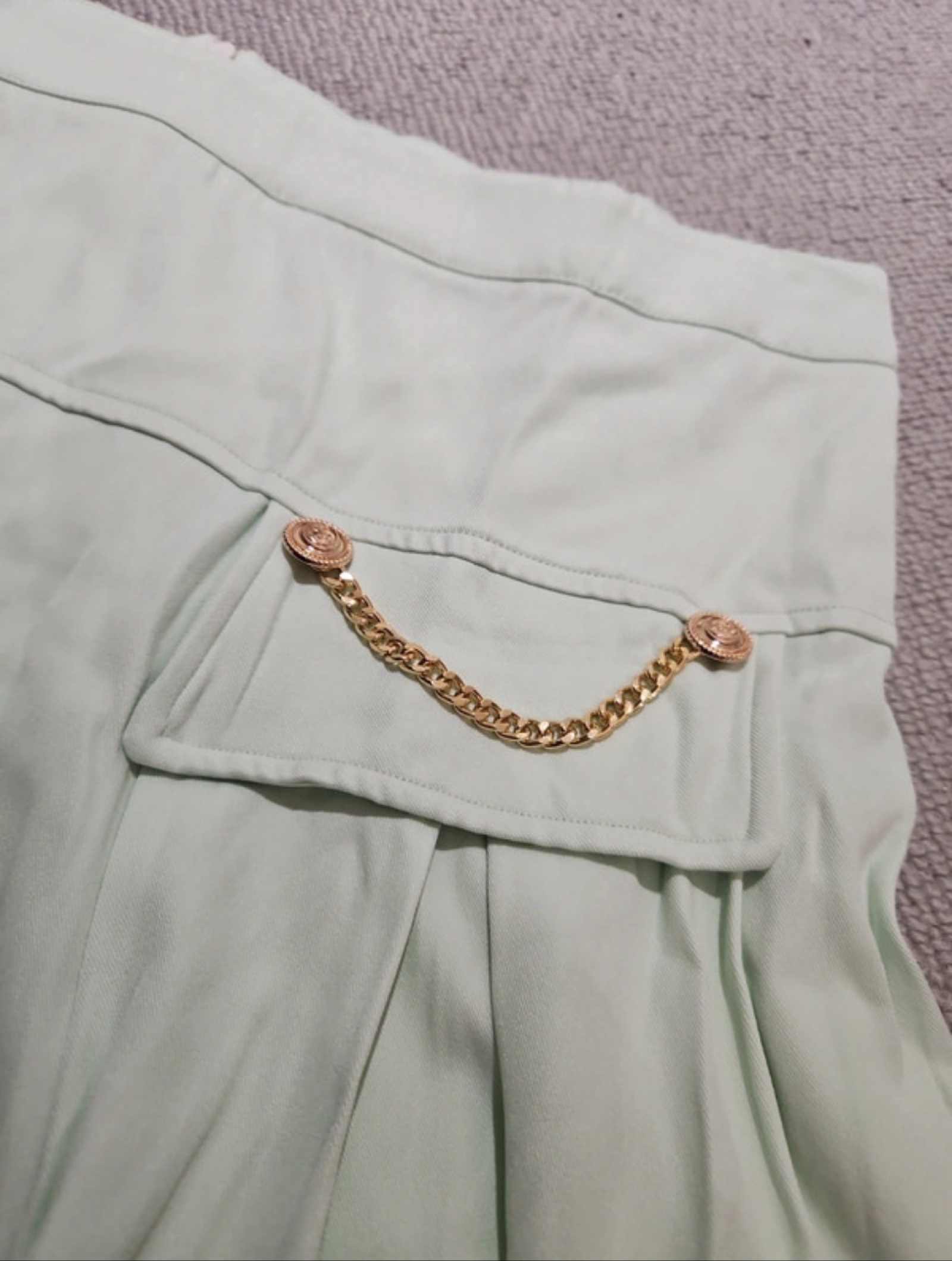 Women Mint Green Mini Skirt Gold Chain Detailing Size Other image 2