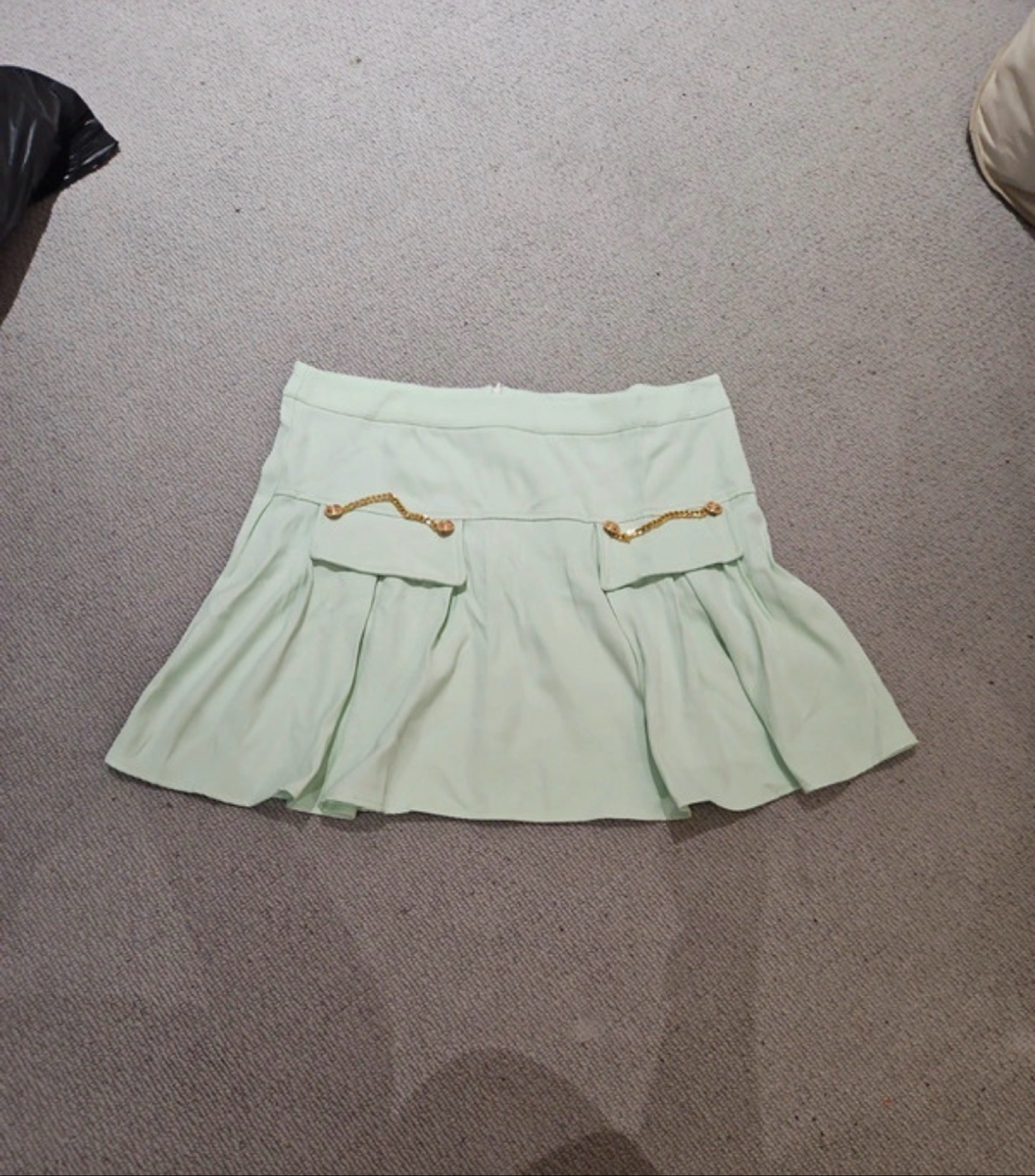 Light Green Skirt with Gold Chain Detail Women’s