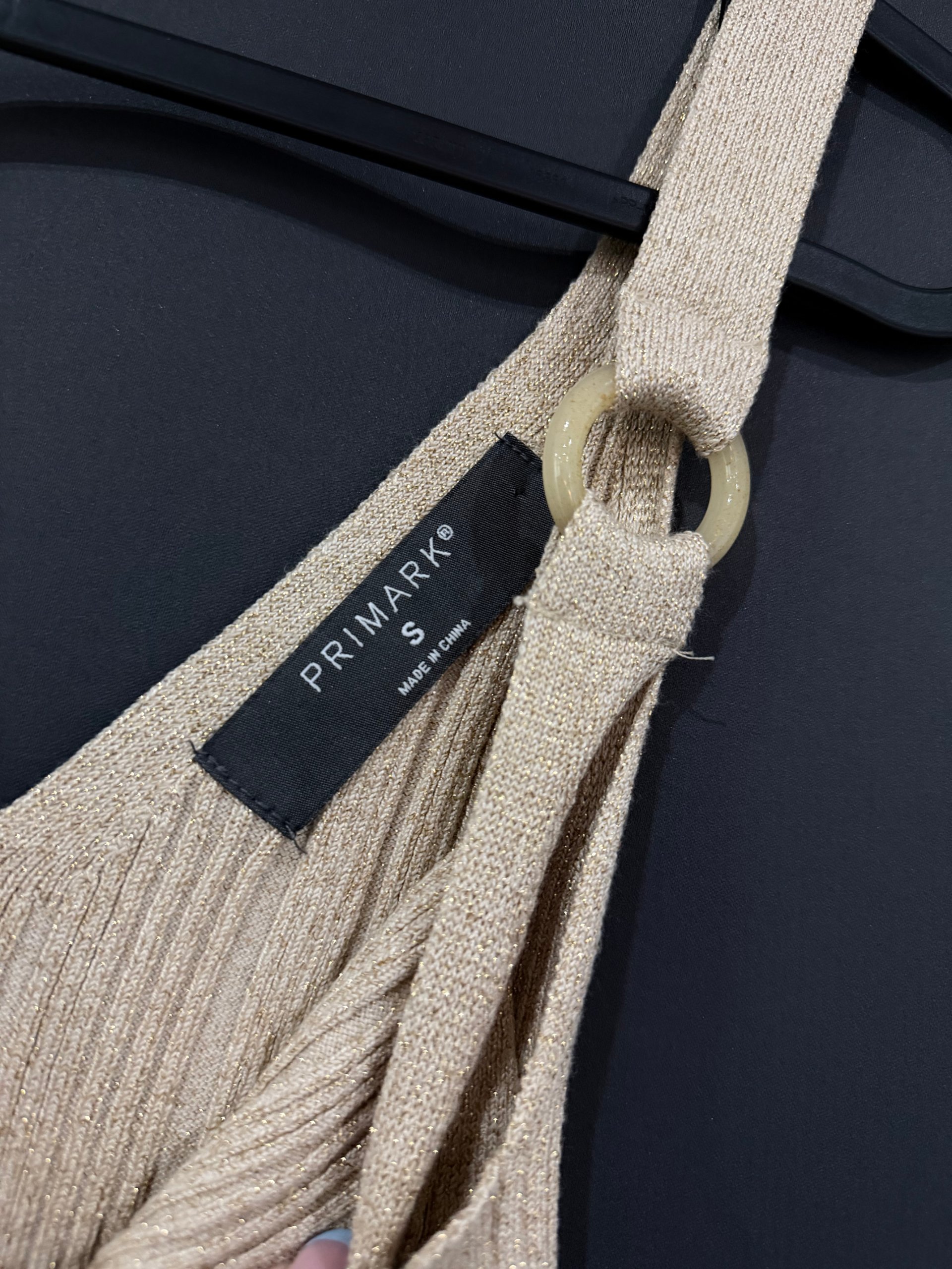 Primark Women Beige Ribbed V-Neck Tank Top Small image 3
