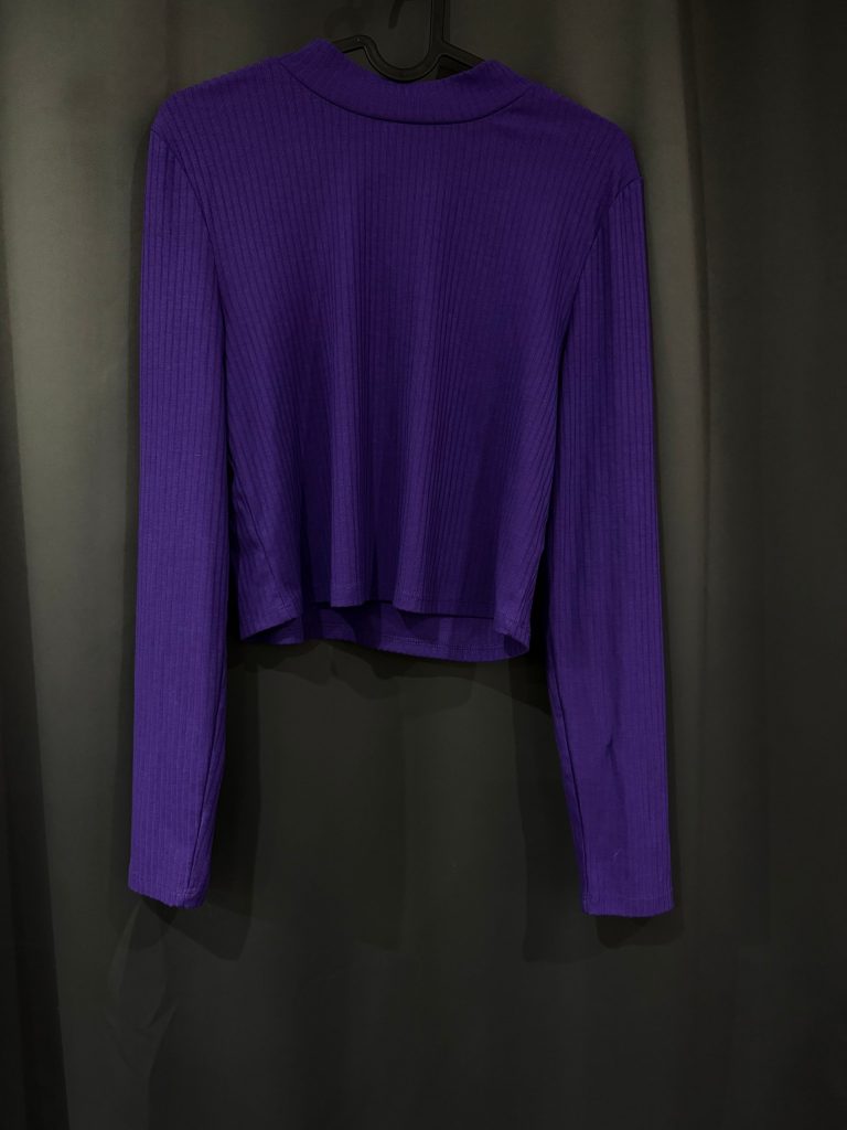 Primark Women's Purple Ribbed Long Sleeve Top Large