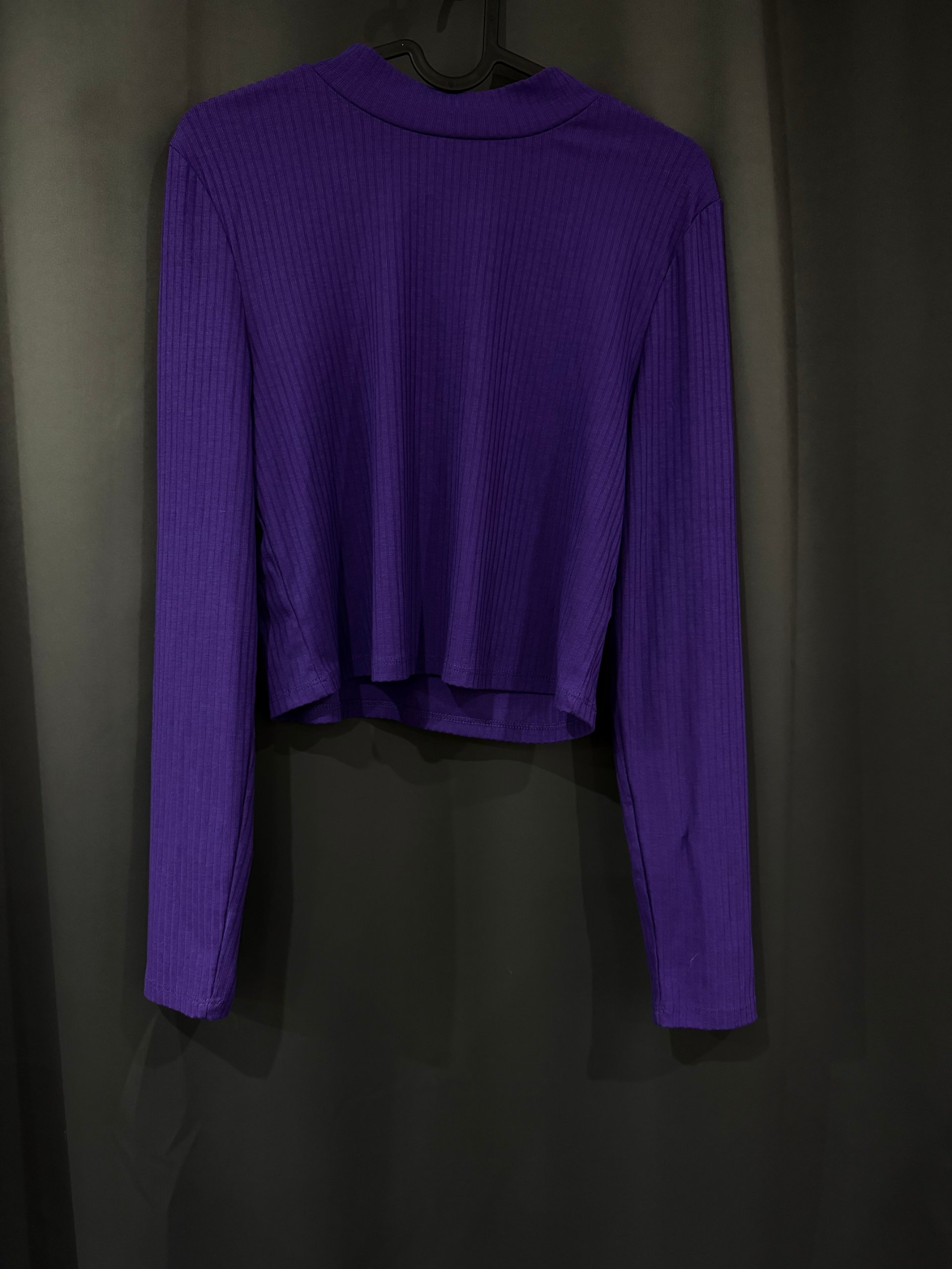 Primark Women's Purple Ribbed Long Sleeve Top Large