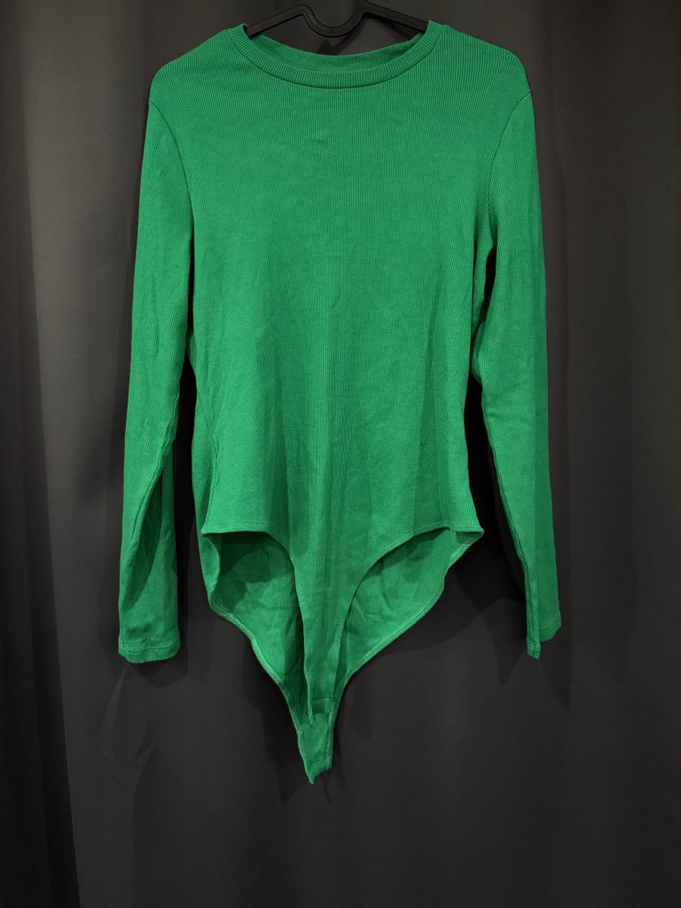 New Look Women Green Ribbed Long Sleeve Bodysuit UK 16