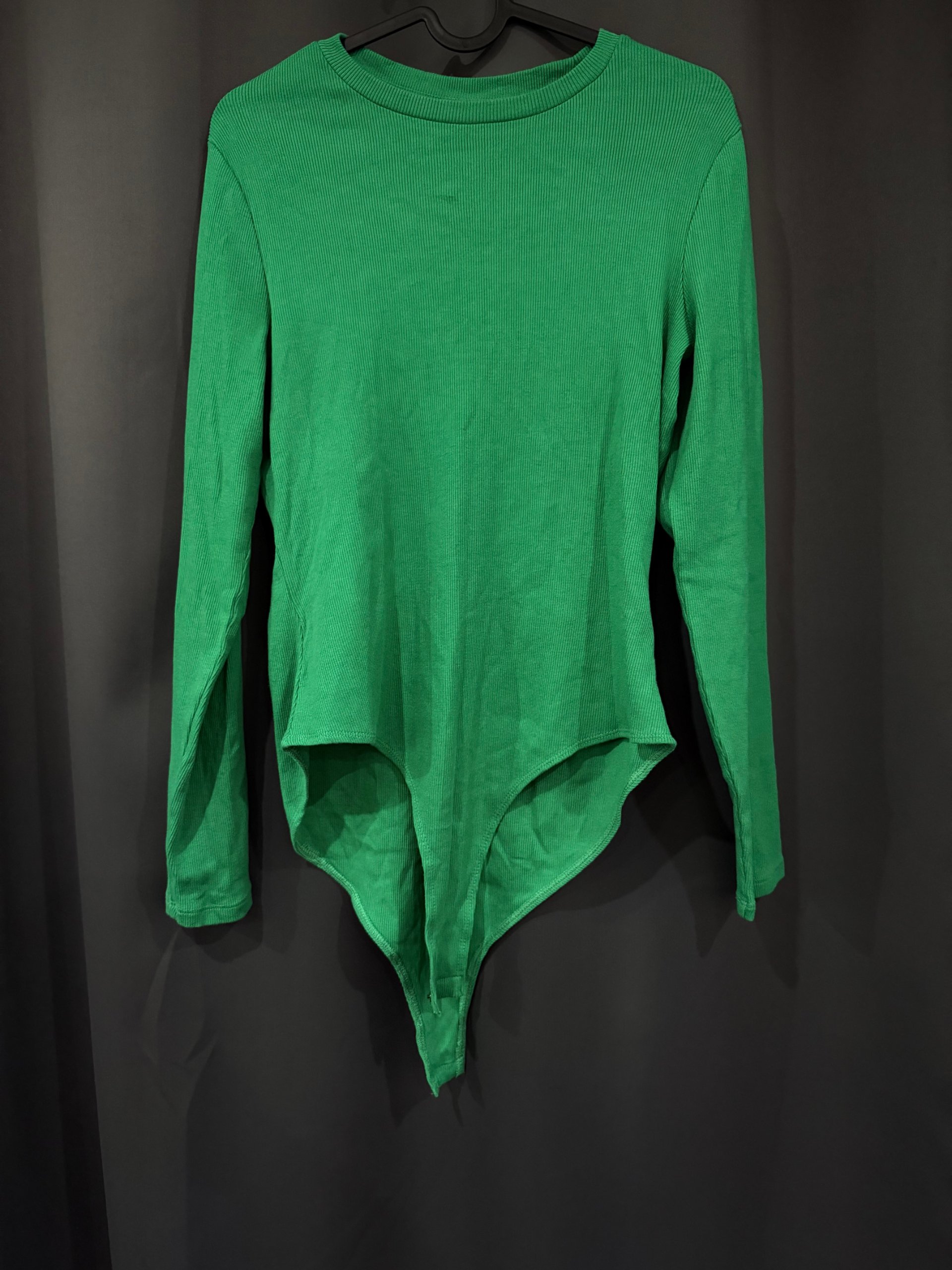 New Look Women Green Ribbed Long Sleeve Bodysuit UK 16