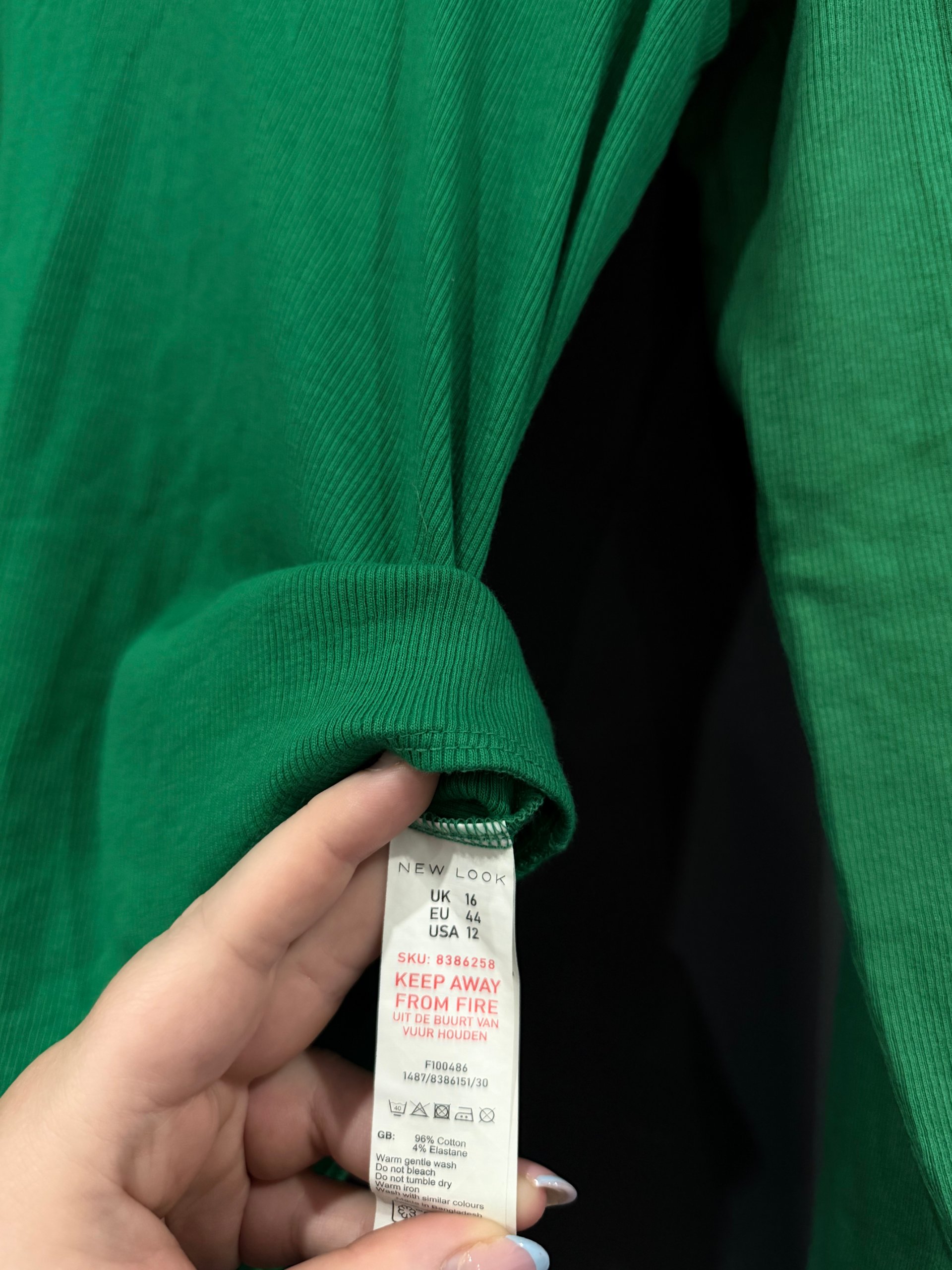 New Look Women Green Ribbed Long Sleeve Bodysuit UK 16 image 4