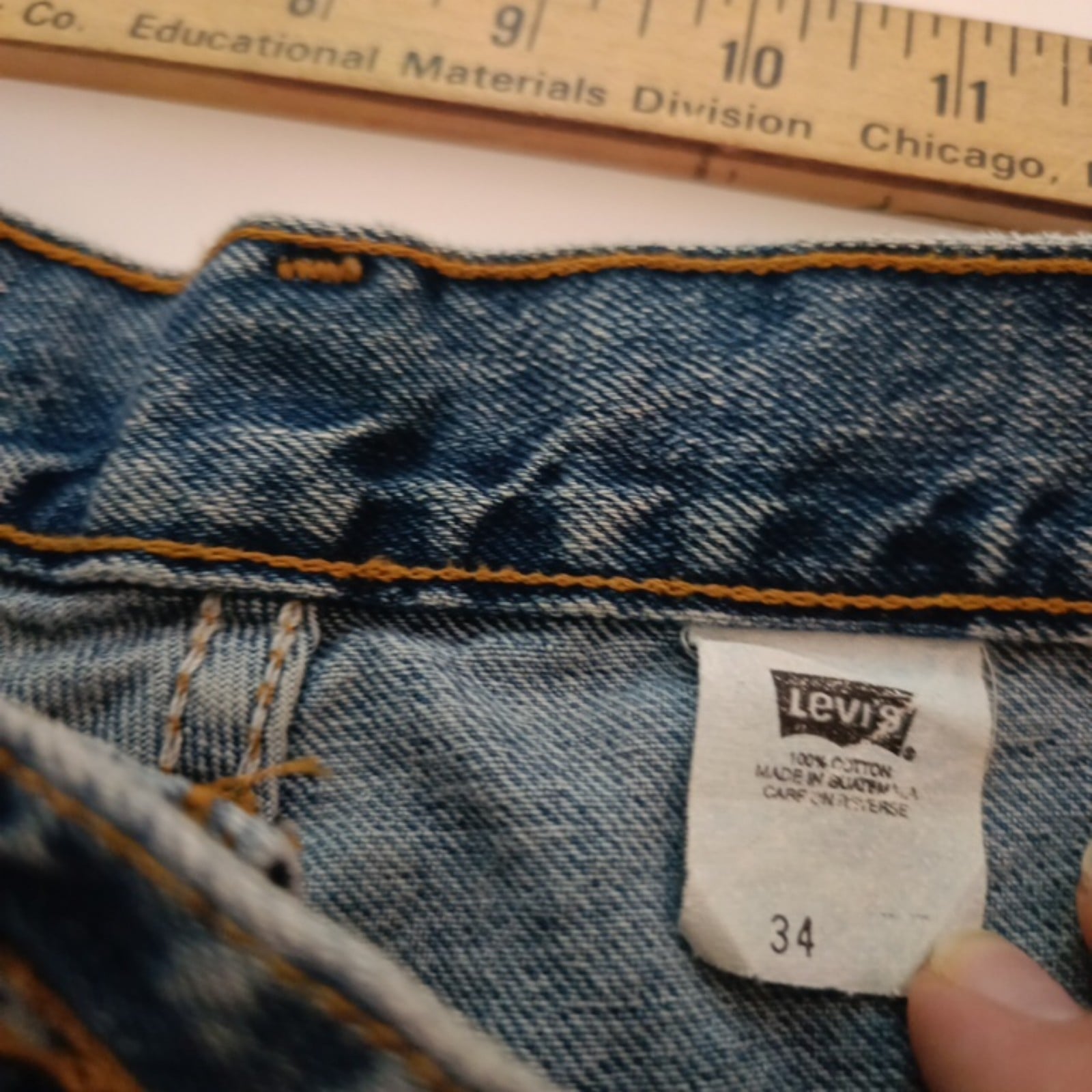 Levi's Blue Denim Star Applique Shorts 34 Cotton image 2