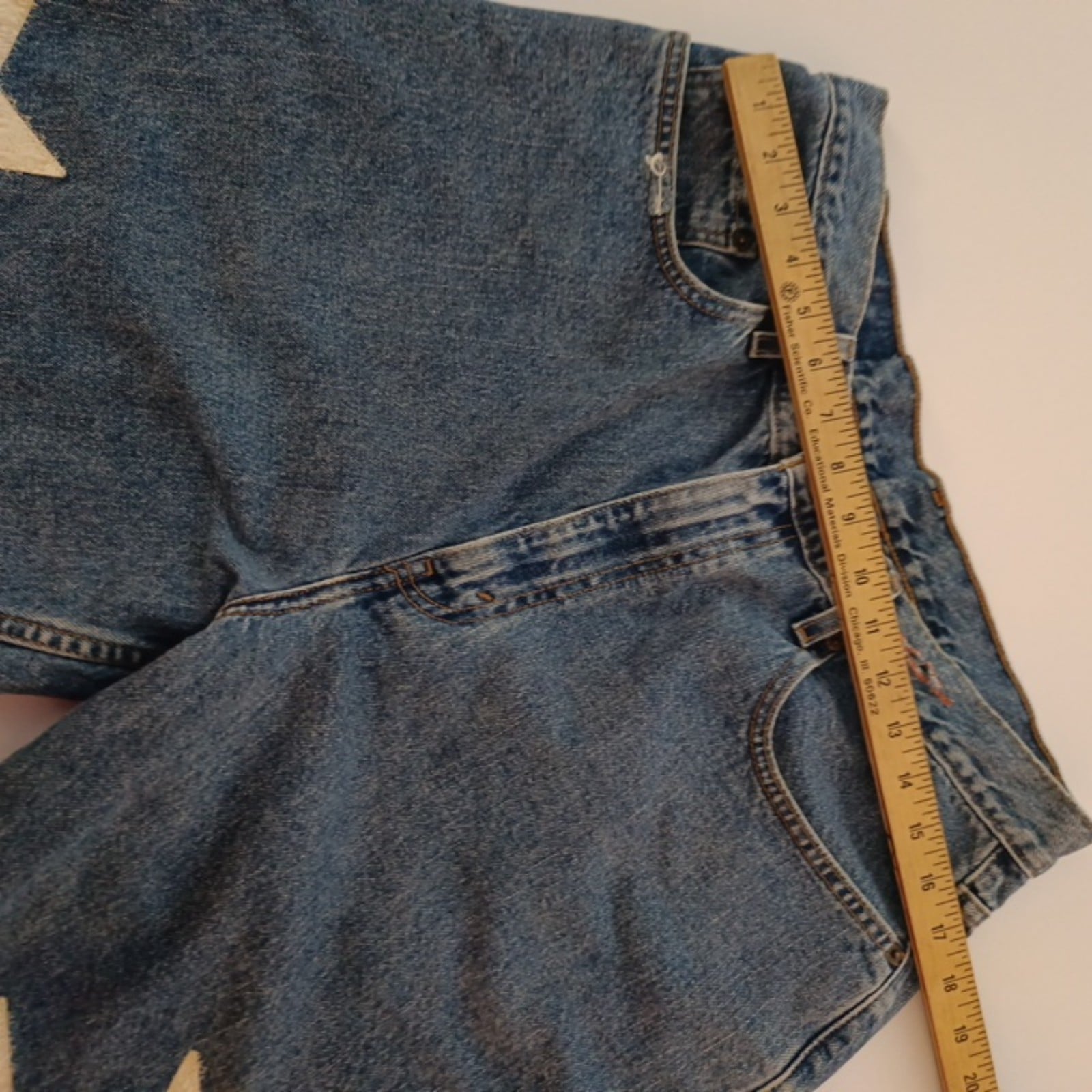 Levi's Blue Denim Star Applique Shorts 34 Cotton image 3