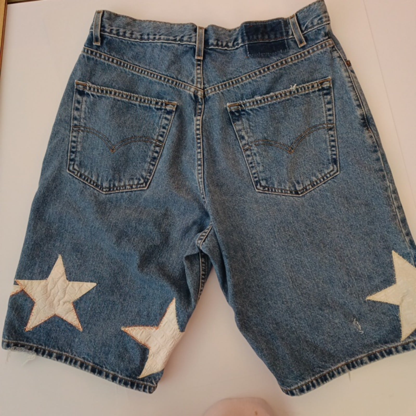 Levi's Blue Denim Star Applique Shorts 34 Cotton image 6