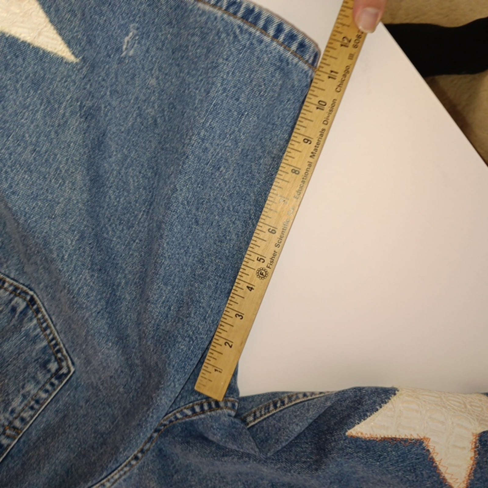 Levi's Blue Denim Star Applique Shorts 34 Cotton image 7