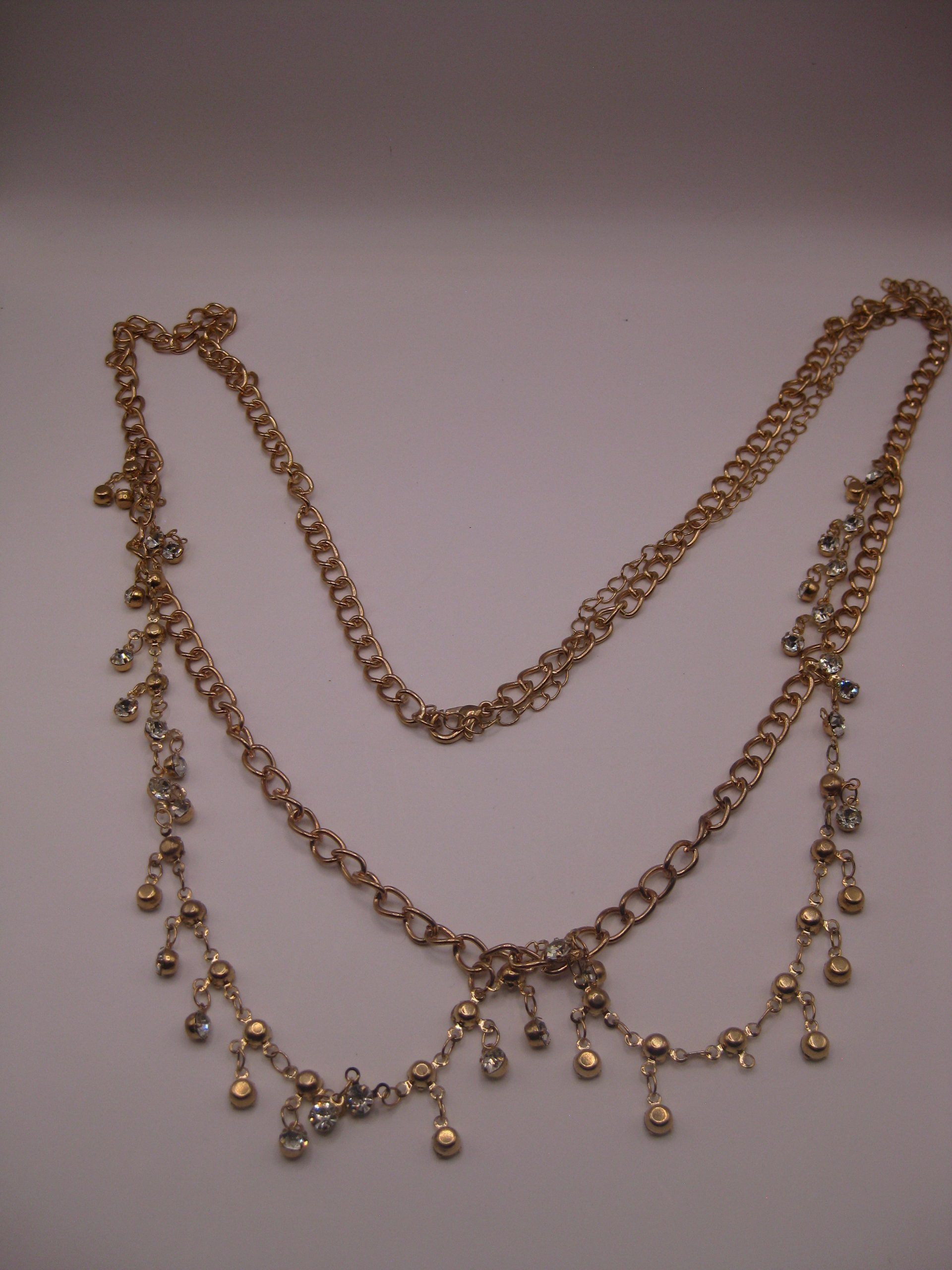 Gold Tone Crystal Dangle Chain Necklace image 2
