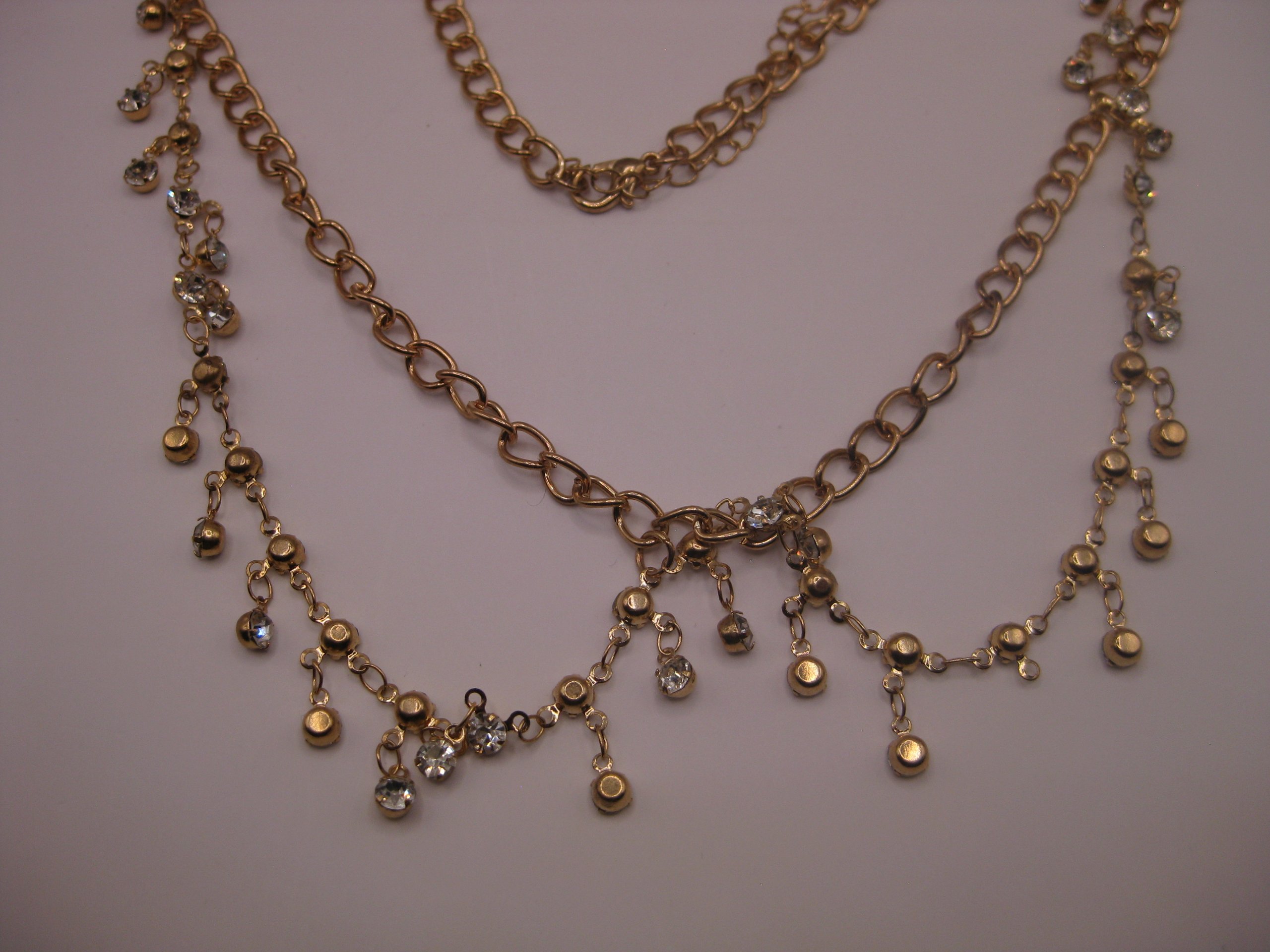 Gold Tone Crystal Dangle Chain Necklace image 4