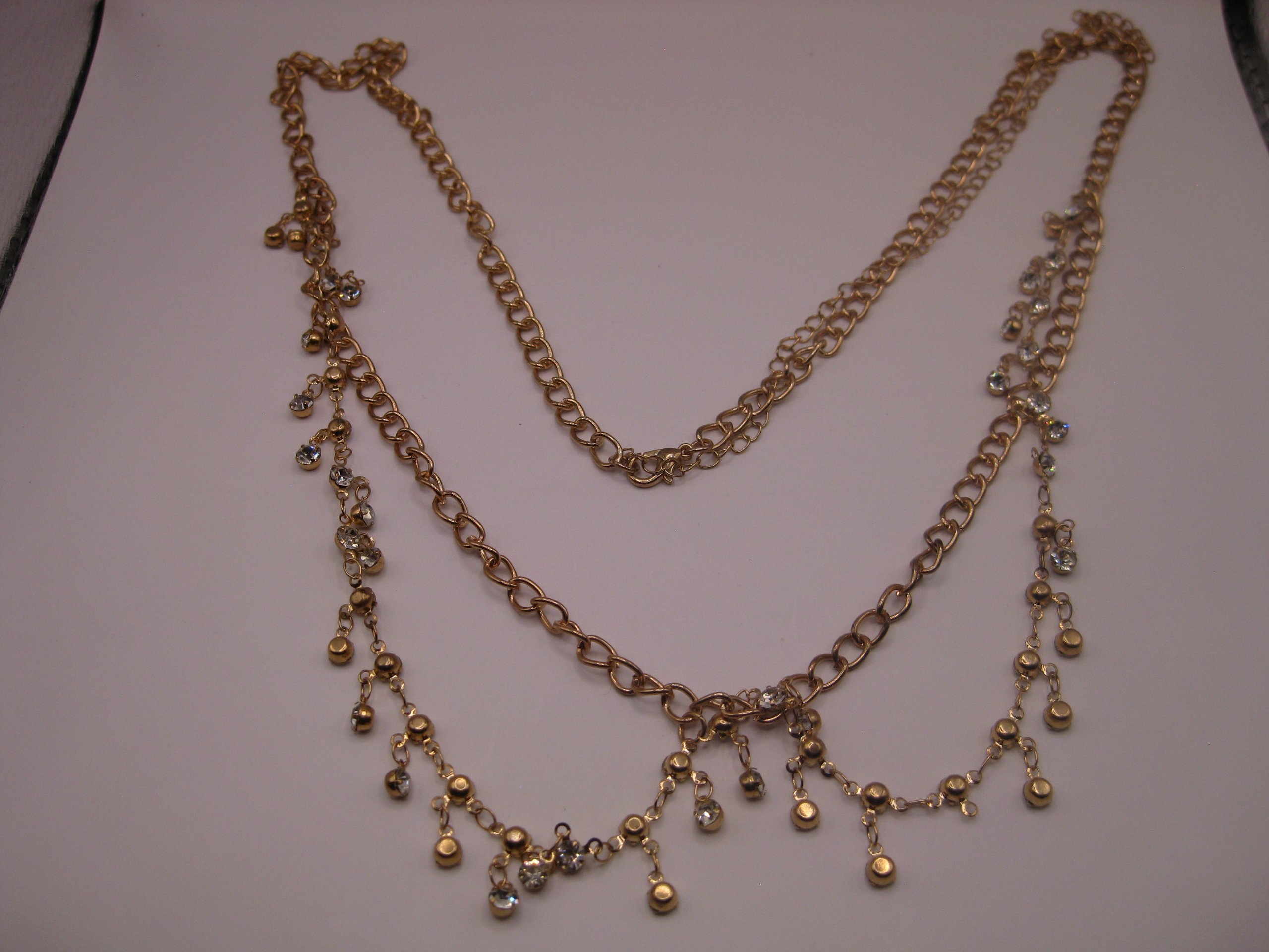 Gold Tone Crystal Dangle Chain Necklace image 5