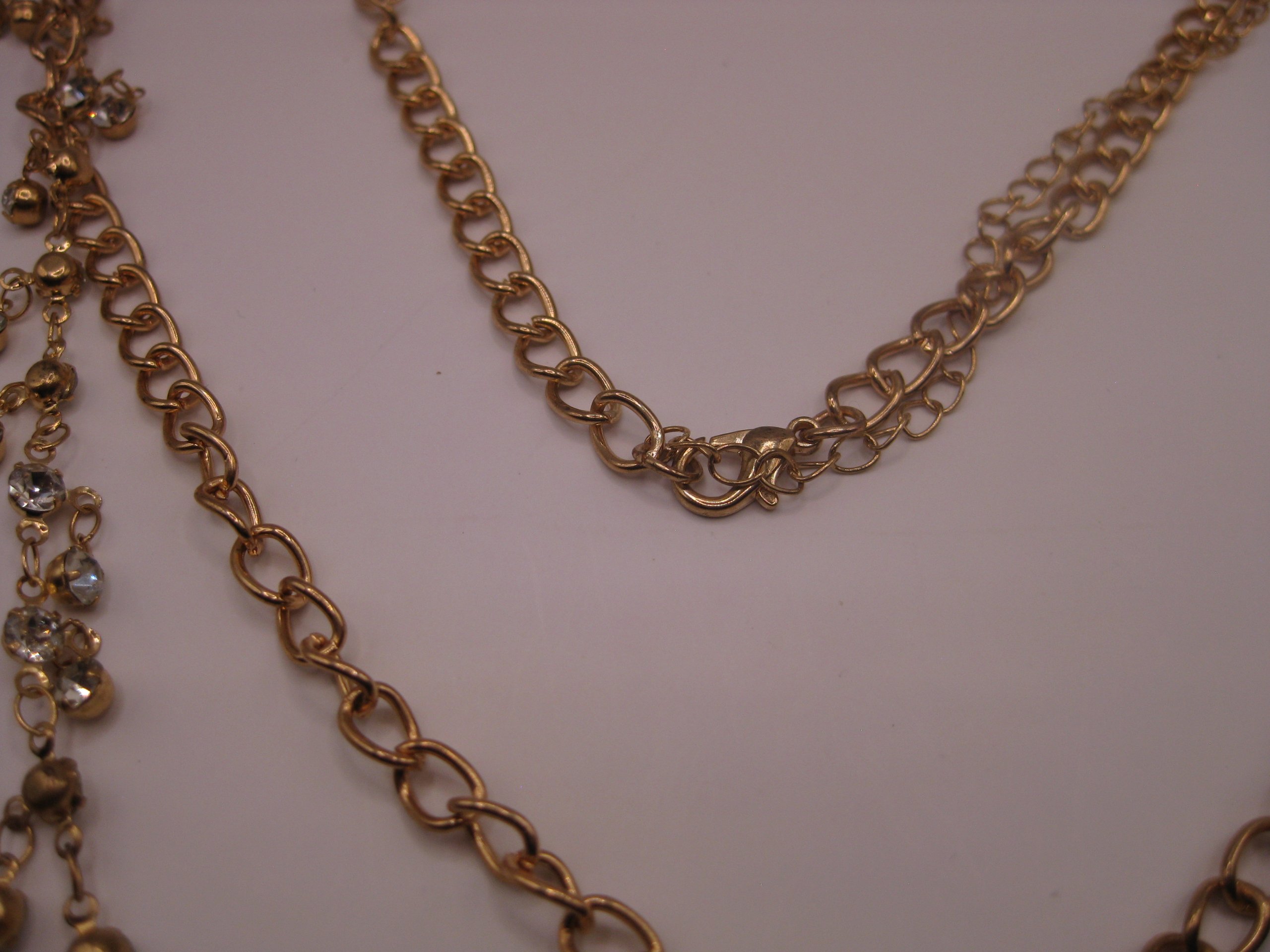 Gold Tone Crystal Dangle Chain Necklace image 6