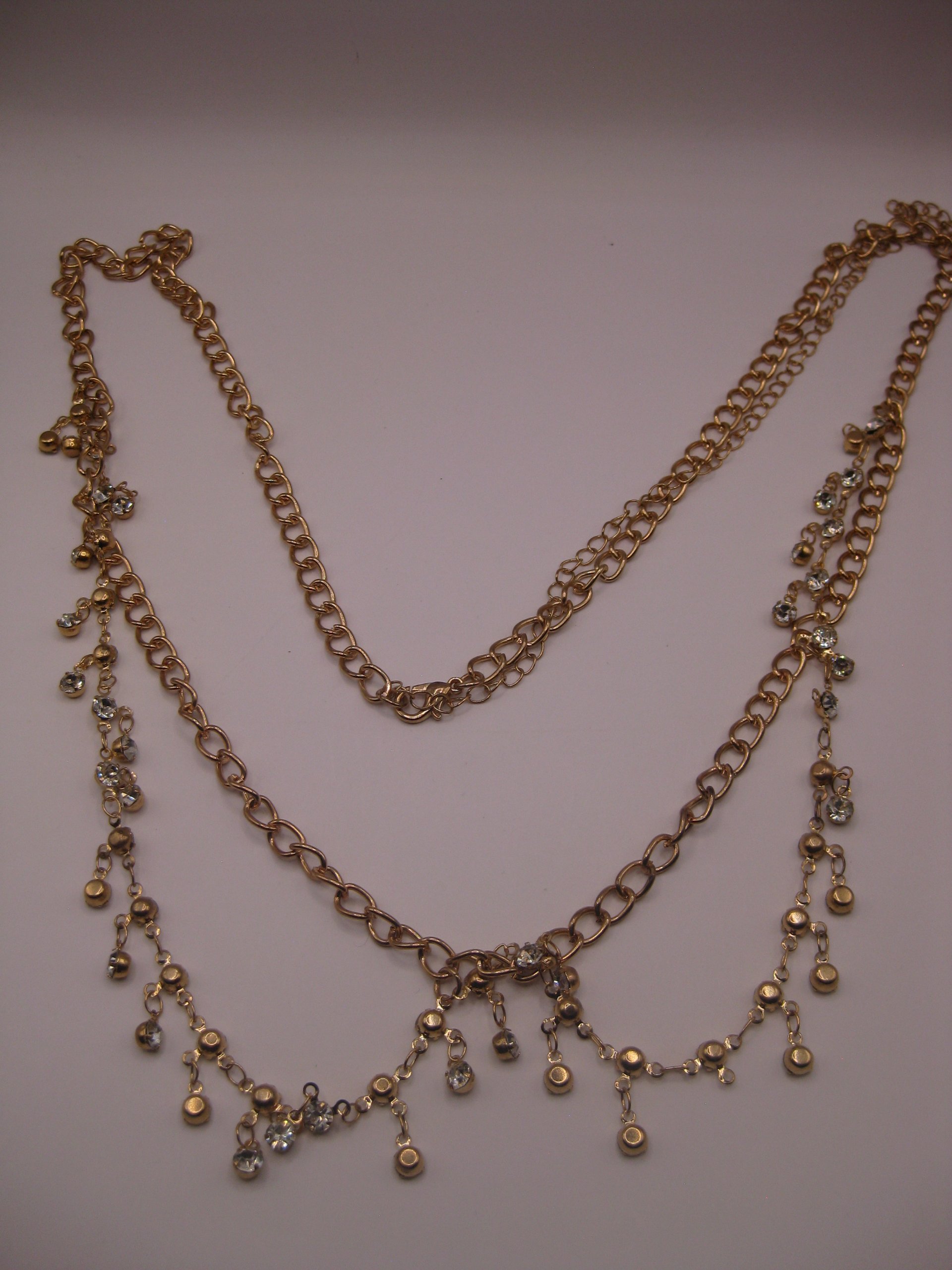 Gold Tone Crystal Dangle Chain Necklace image 7