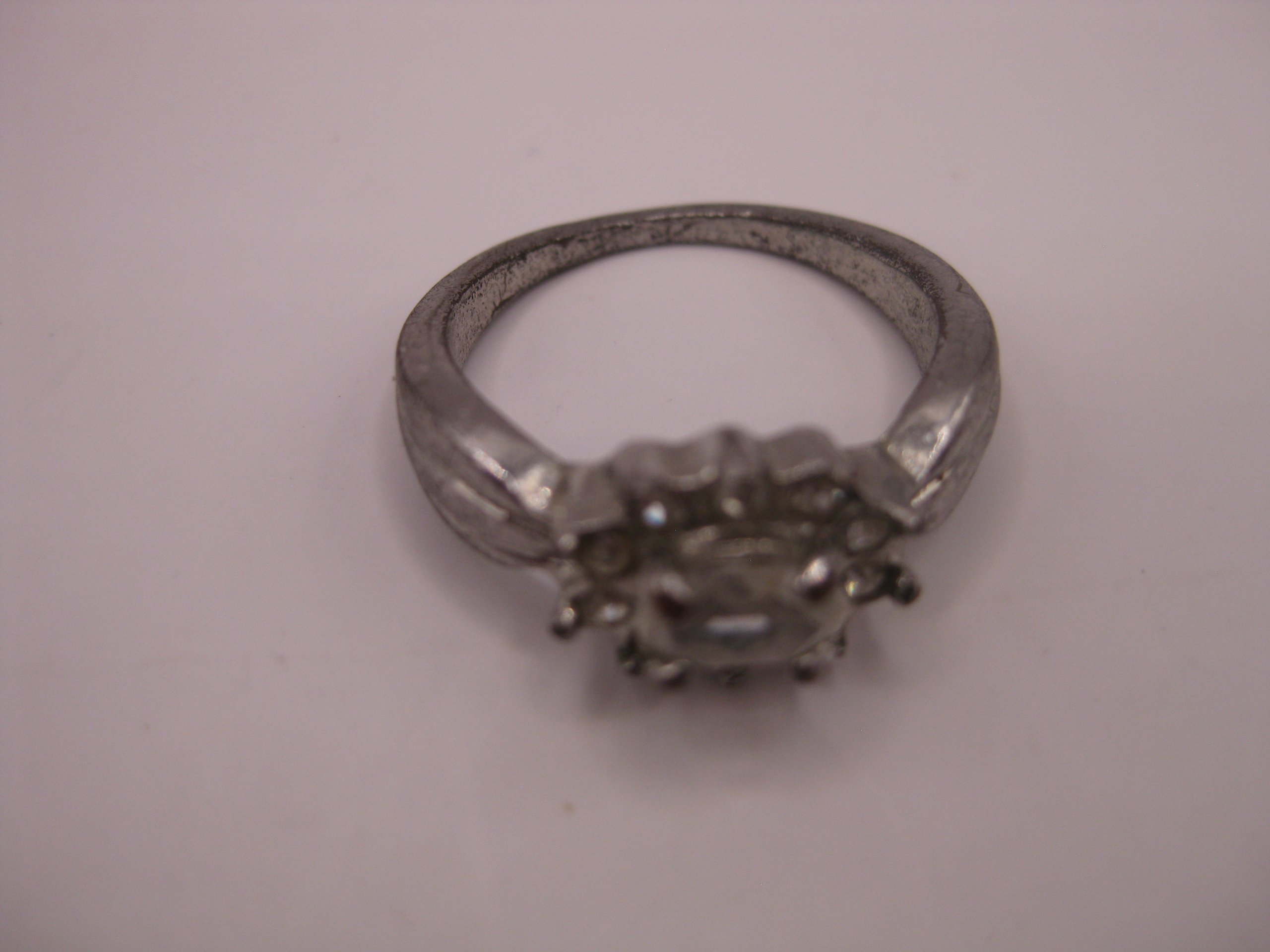 Vintage Silver Tone Crystal Flower Ring Small image 2