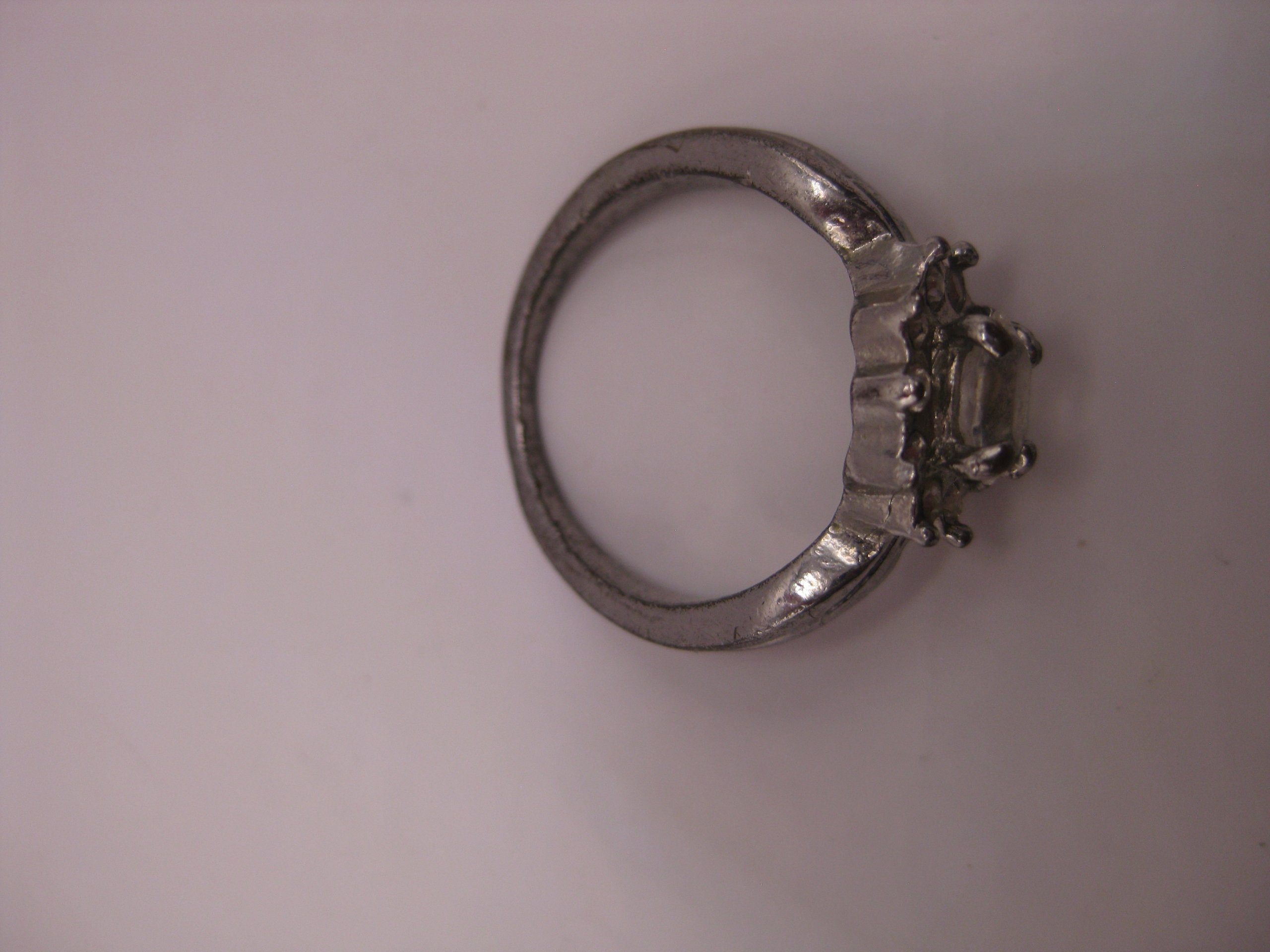 Vintage Silver Tone Crystal Flower Ring Small image 3