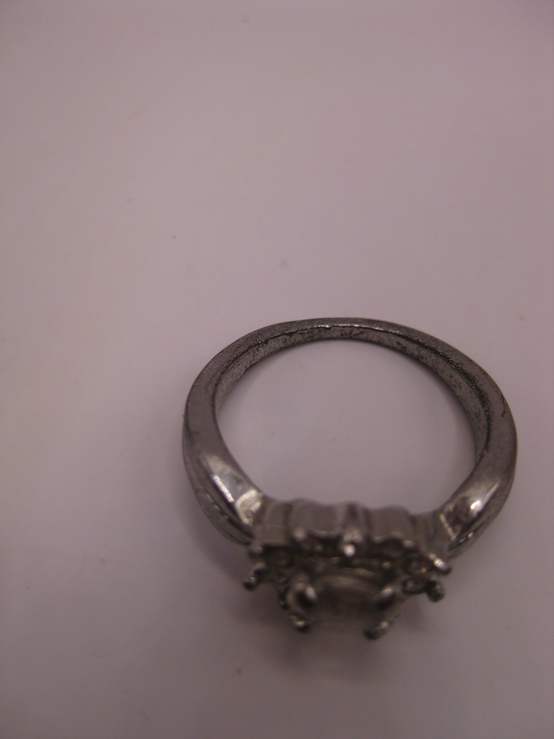 Vintage Silver Tone Crystal Flower Ring Small image 4