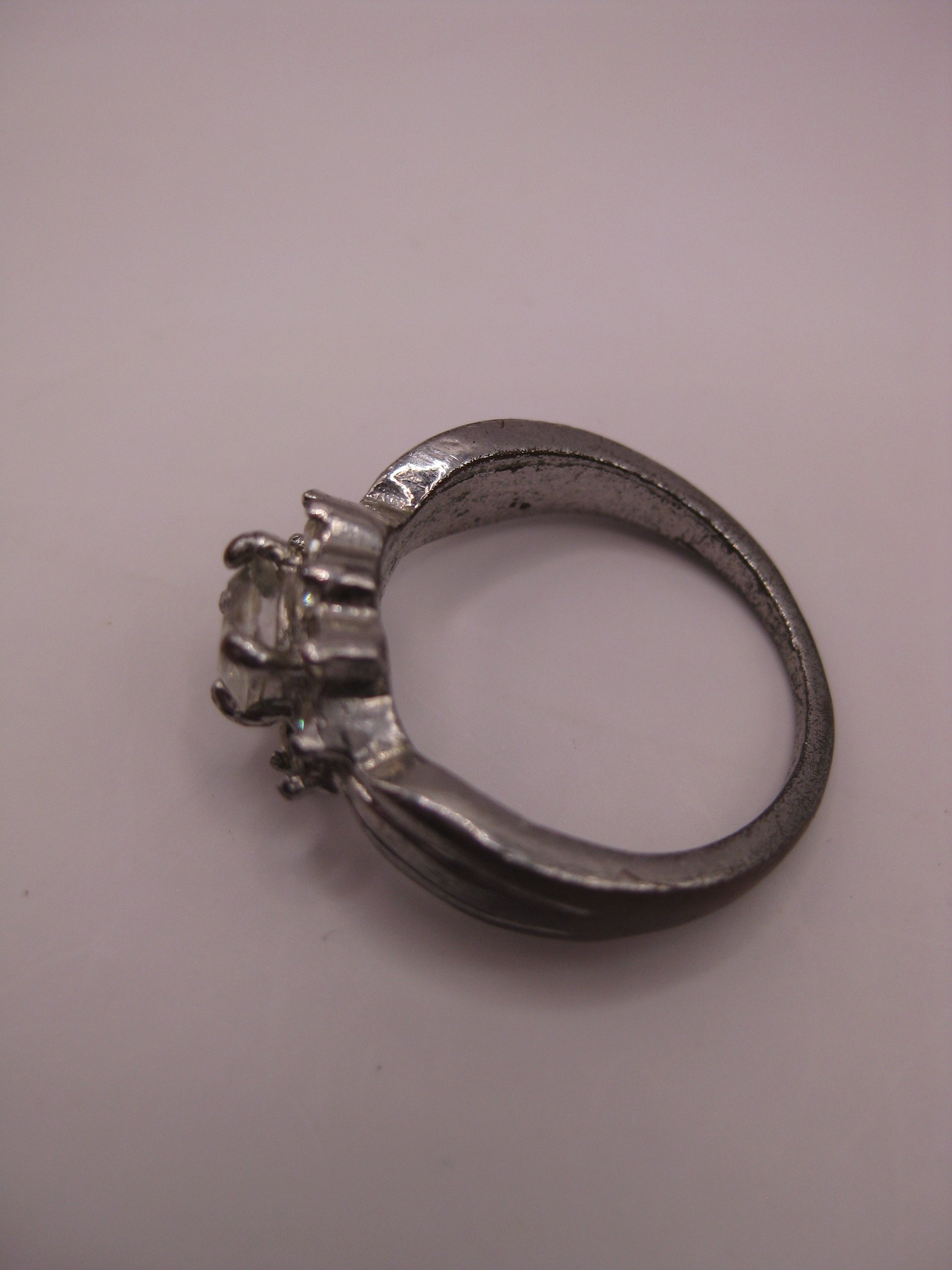 Vintage Silver Tone Crystal Flower Ring Small image 5
