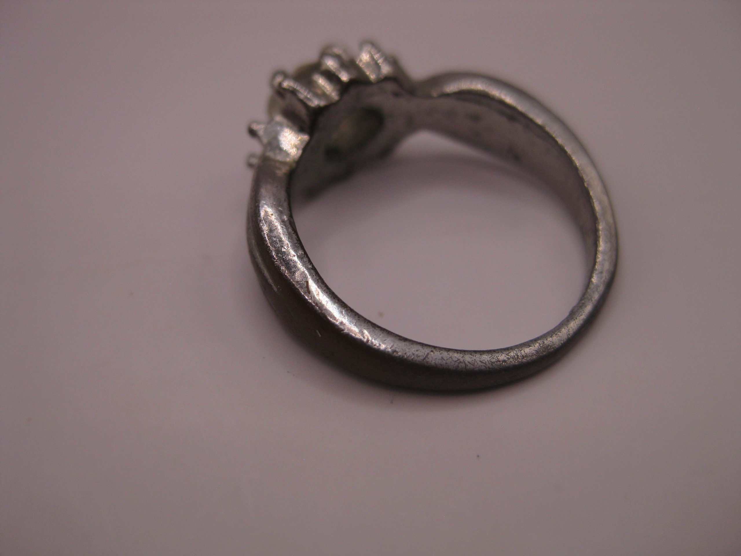 Vintage Silver Tone Crystal Flower Ring Small image 6