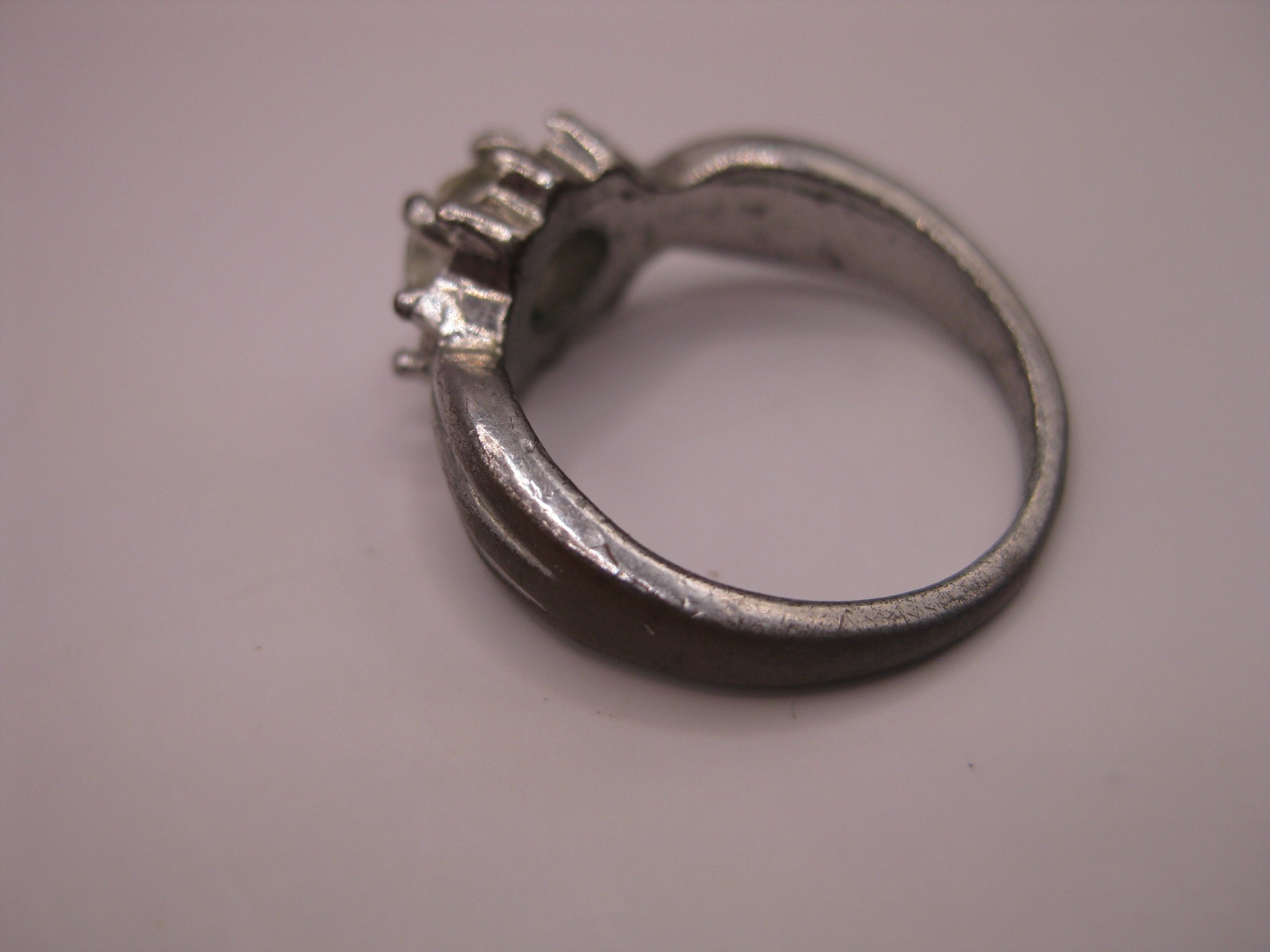 Vintage Silver Tone Crystal Flower Ring Small image 7