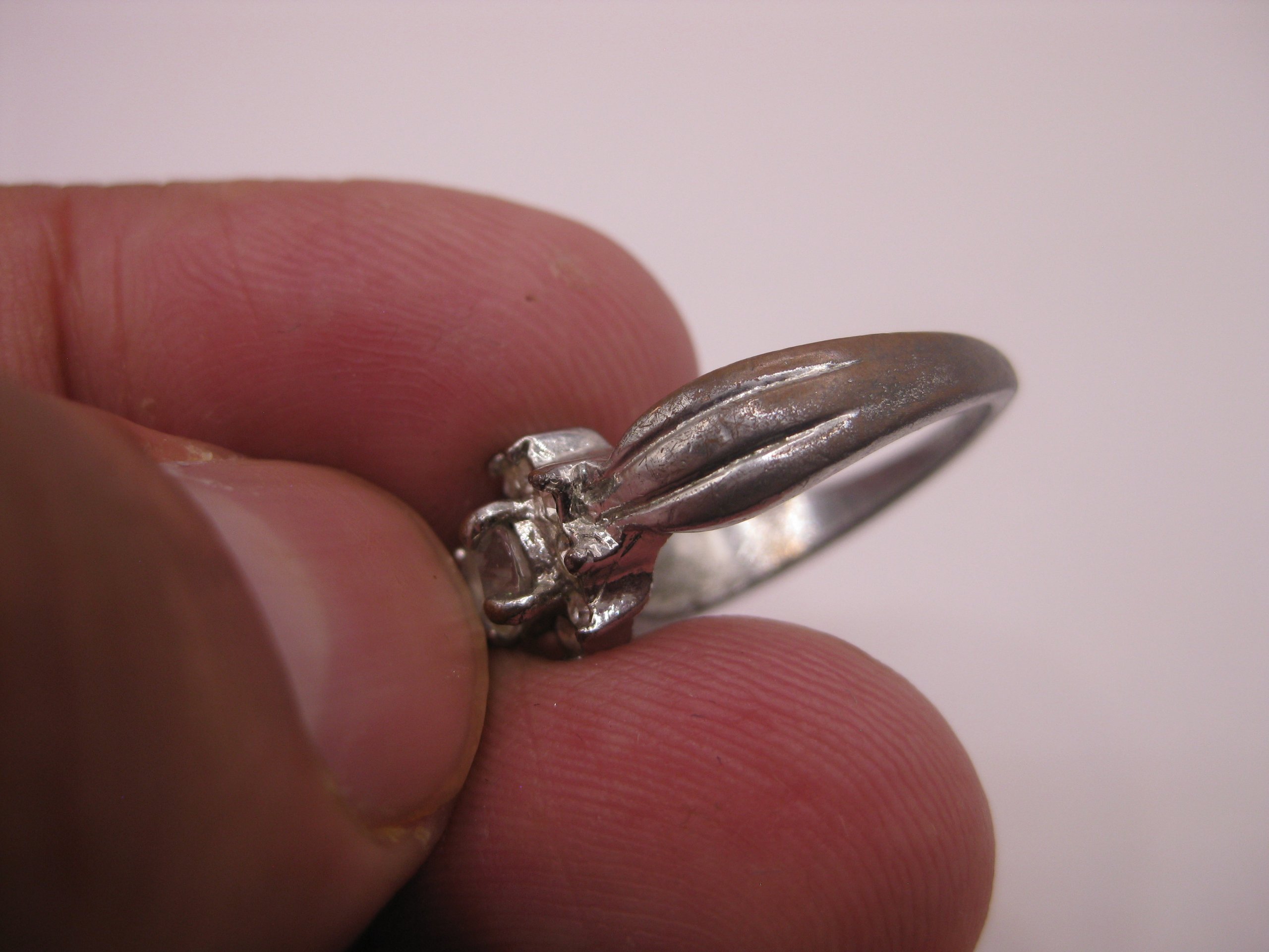 Vintage Silver Tone Crystal Flower Ring Small image 10