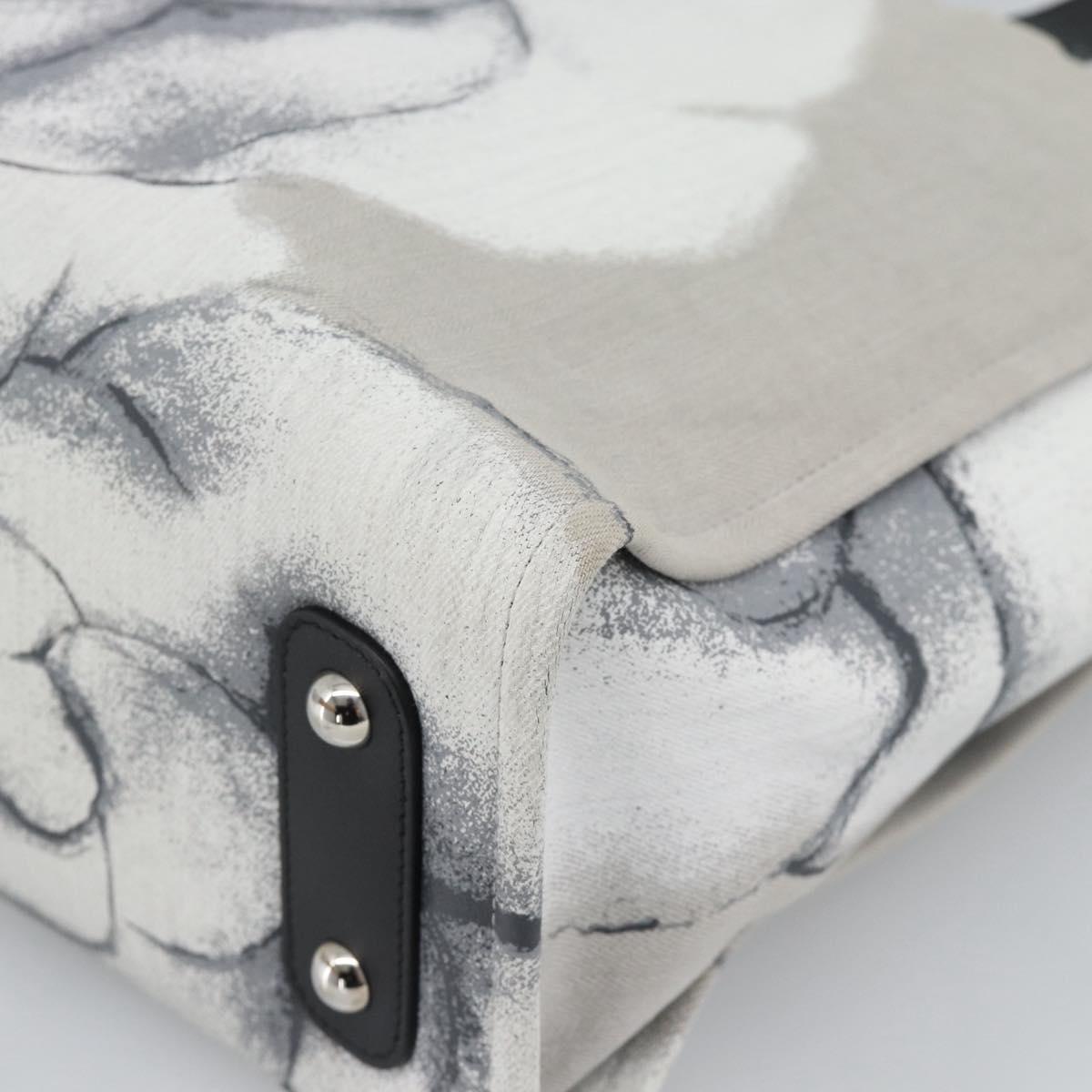 CHANEL Camelia Tote Bag Canvas White Silver CC Auth 190607V image 9