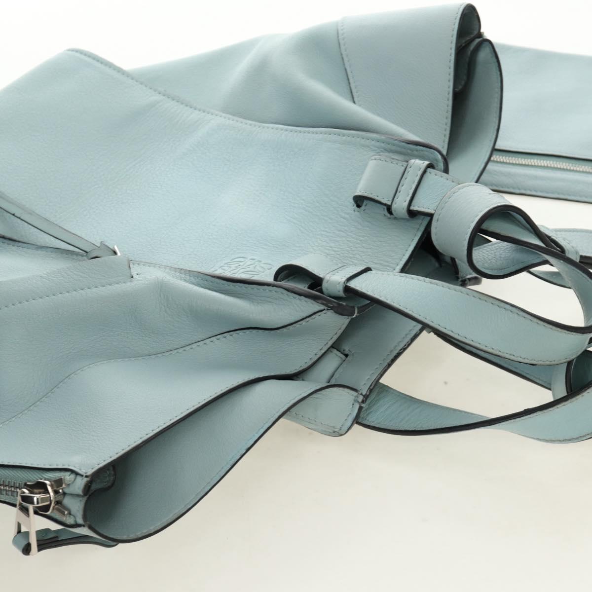 LOEWE Hammock Hand Bag Leather 2way Light Blue Silver Auth 190453A image 6