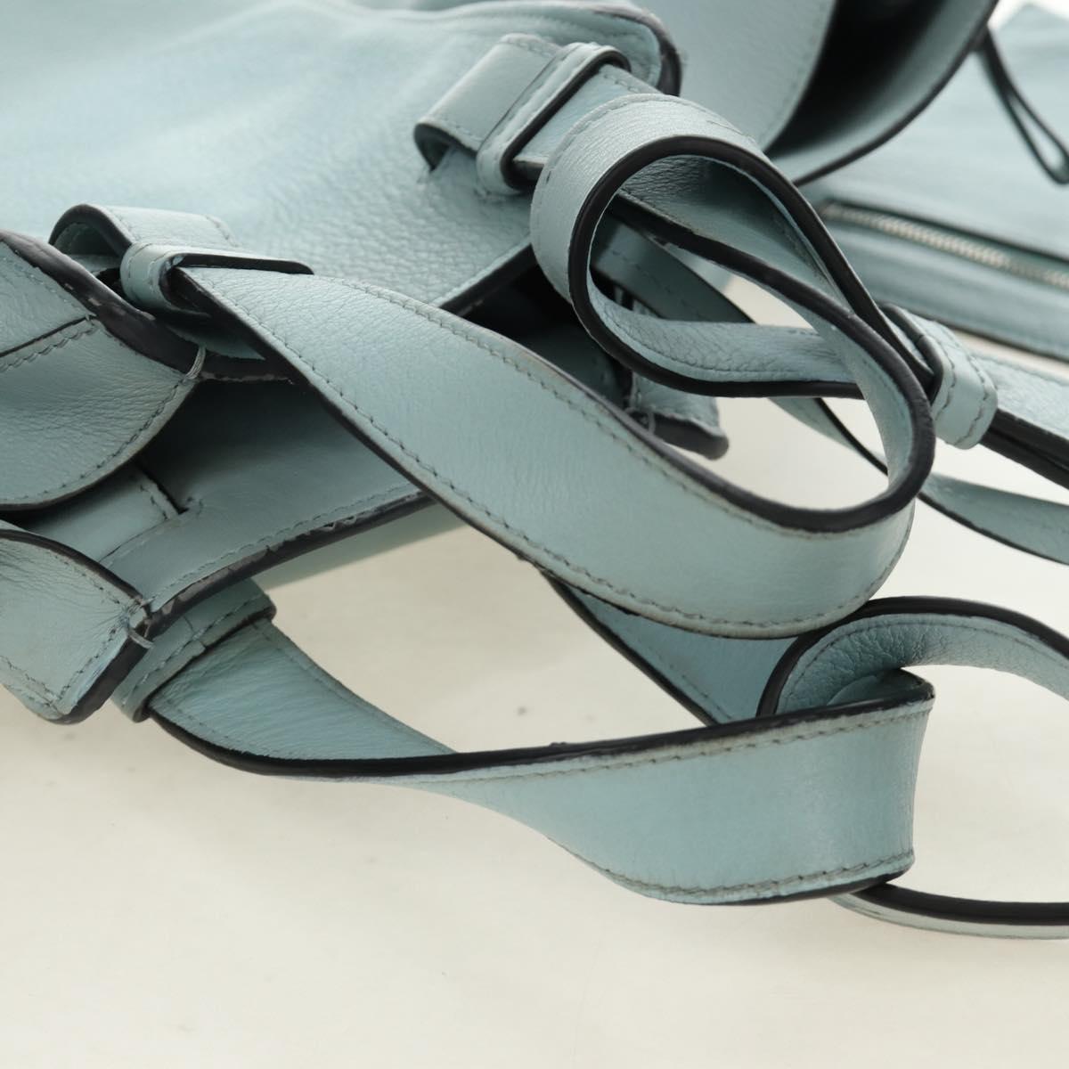 LOEWE Hammock Hand Bag Leather 2way Light Blue Silver Auth 190453A image 7