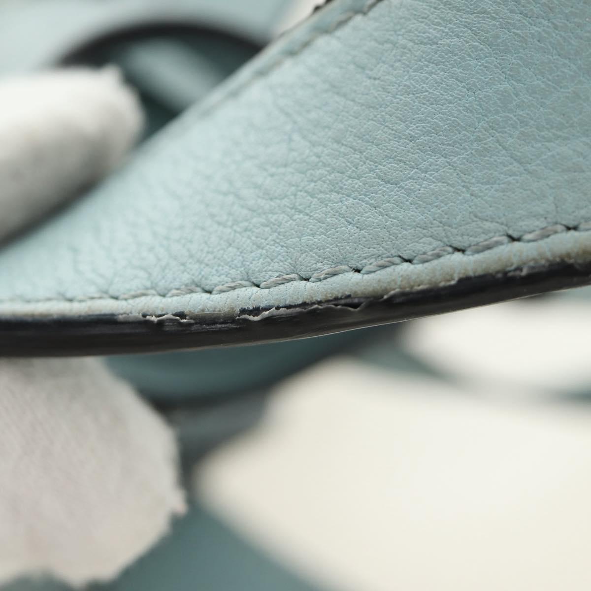 LOEWE Hammock Hand Bag Leather 2way Light Blue Silver Auth 190453A image 8