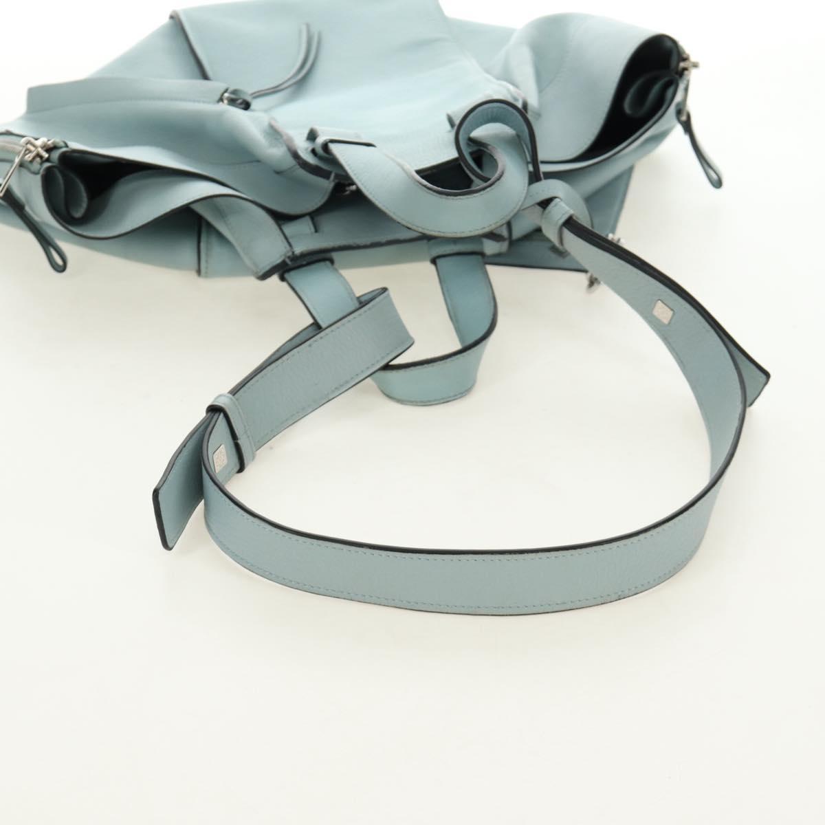 LOEWE Hammock Hand Bag Leather 2way Light Blue Silver Auth 190453A image 9