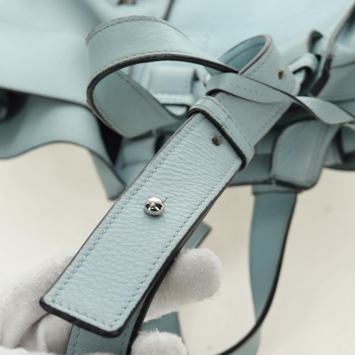 LOEWE Hammock Hand Bag Leather 2way Light Blue Silver Auth 190453A image 10