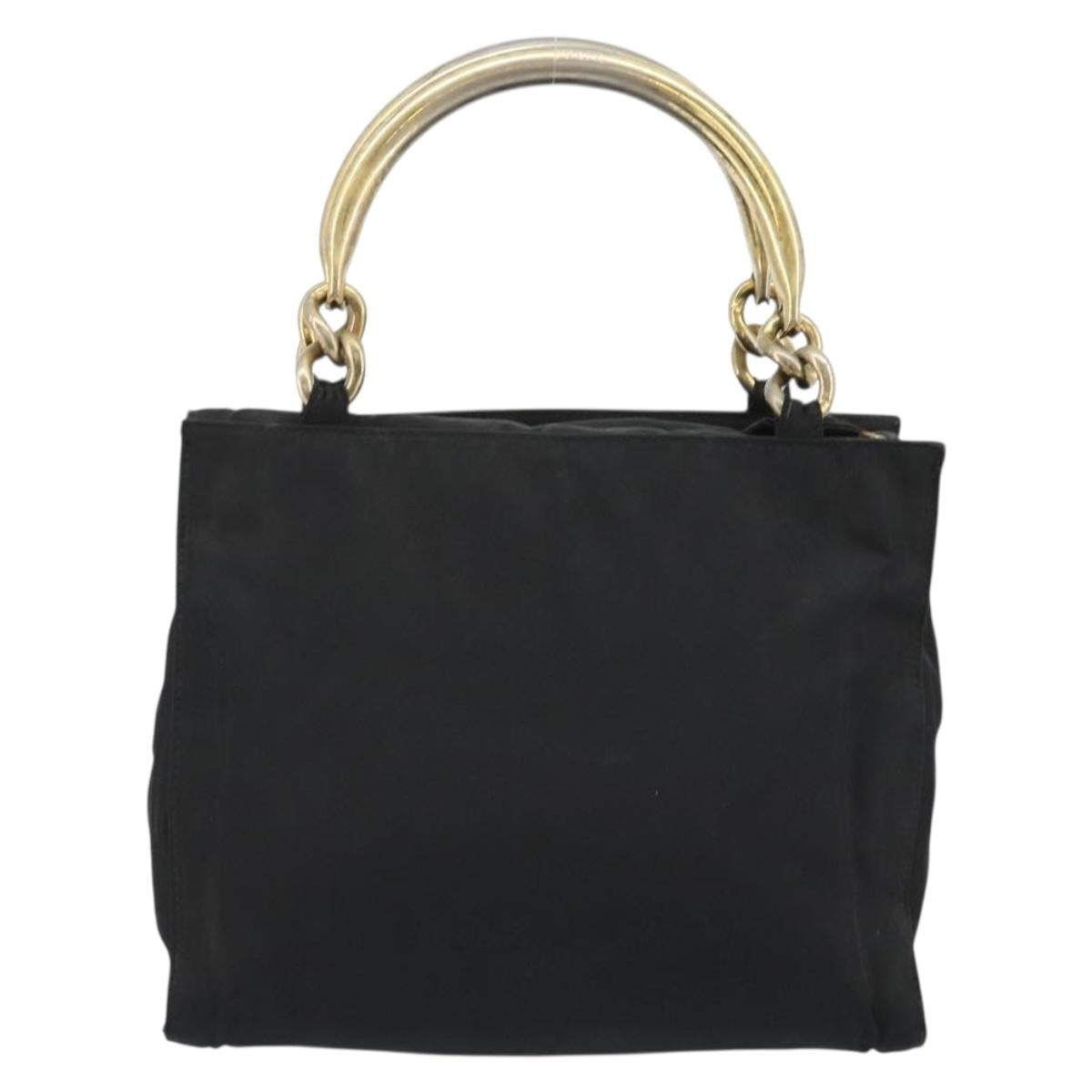 PRADA Hand Bag Nylon Black Gold Auth ar14012 image 3