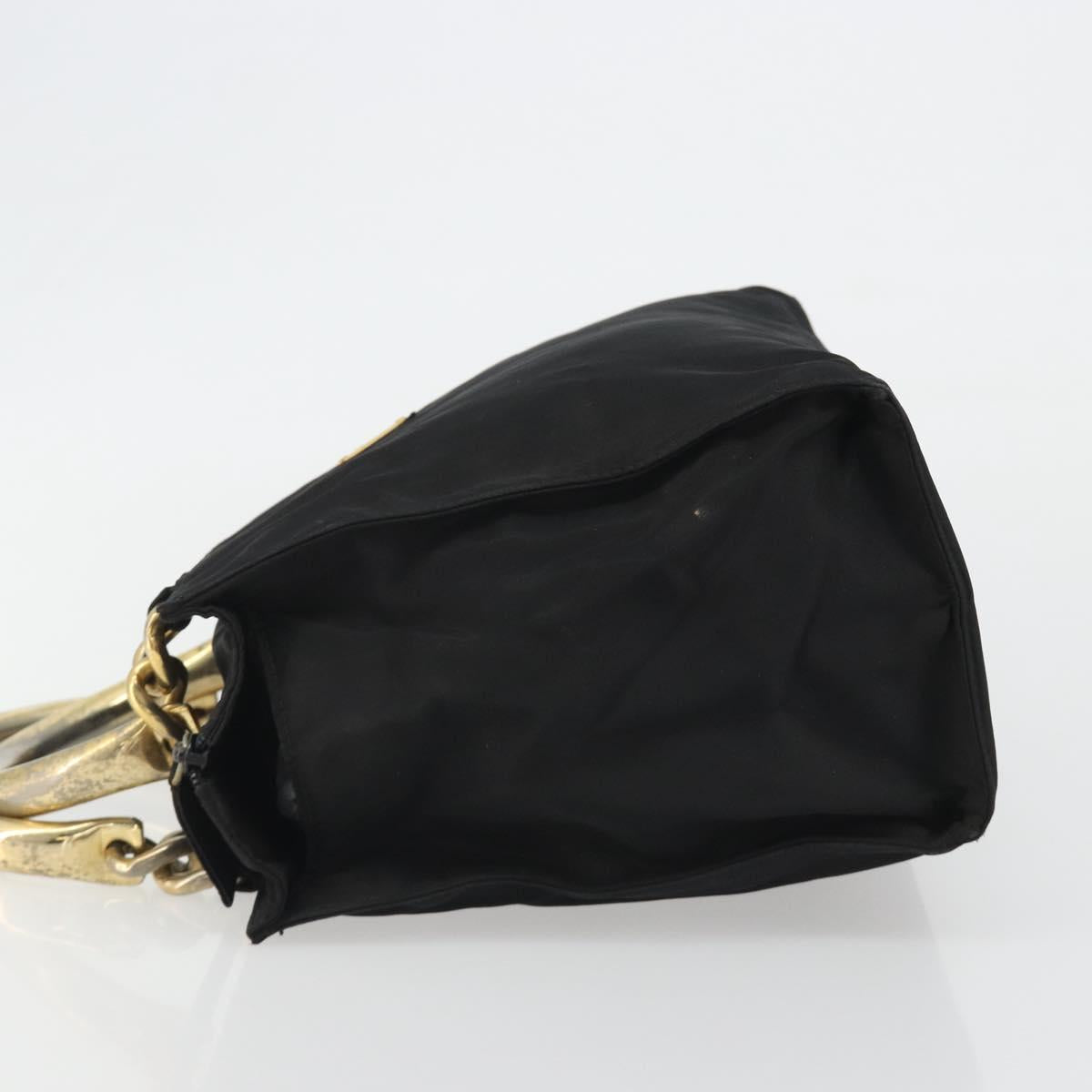 PRADA Hand Bag Nylon Black Gold Auth ar14012 image 5