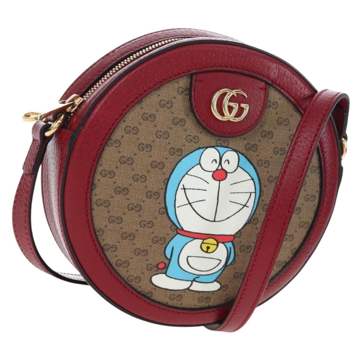 GUCCI Doraemon Micro GG Supreme Bag PVC Leather Beige 625216 Auth ka5138M