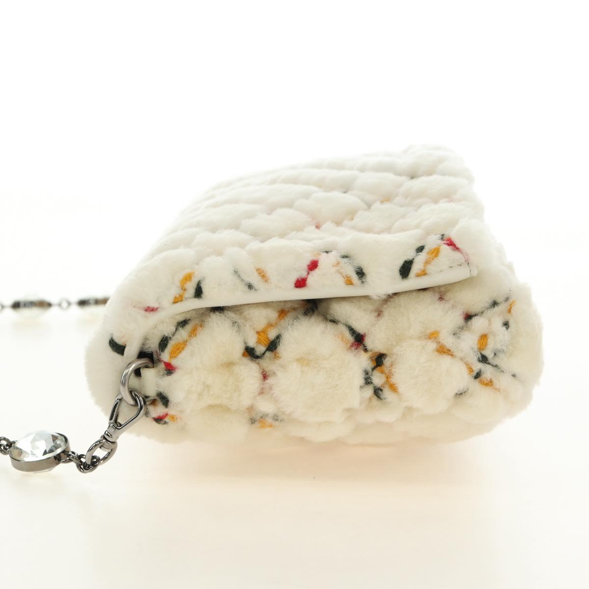 Miu Miu Chain Shoulder Bag Fur White Silver Auth 190605M image 4