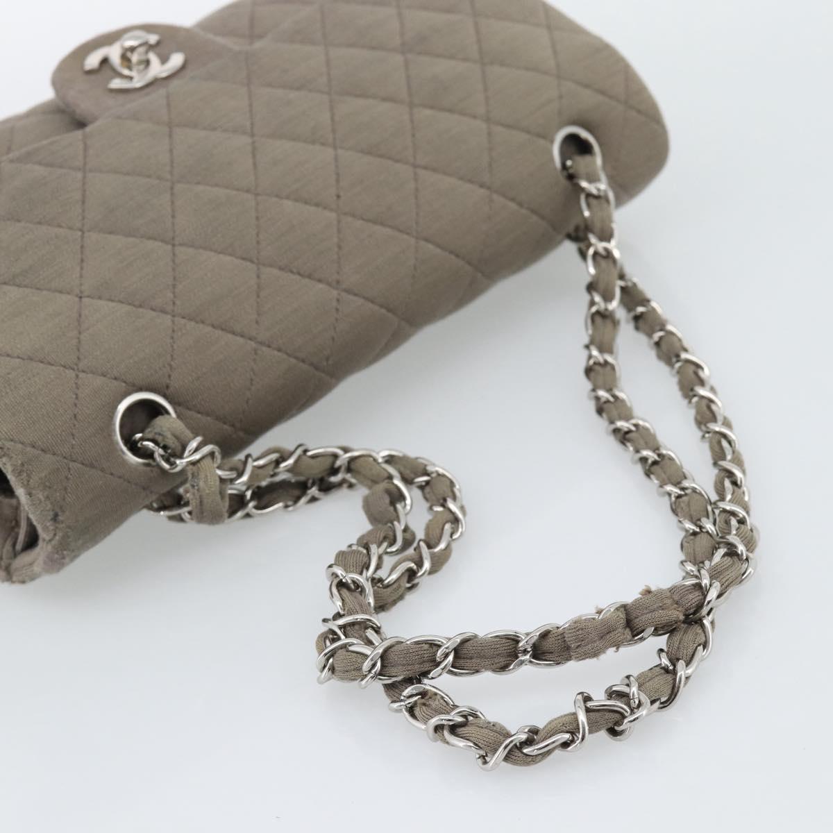CHANEL Matelasse Chain Shoulder Bag Cotton Gray Silver CC Auth mr2778 image 7