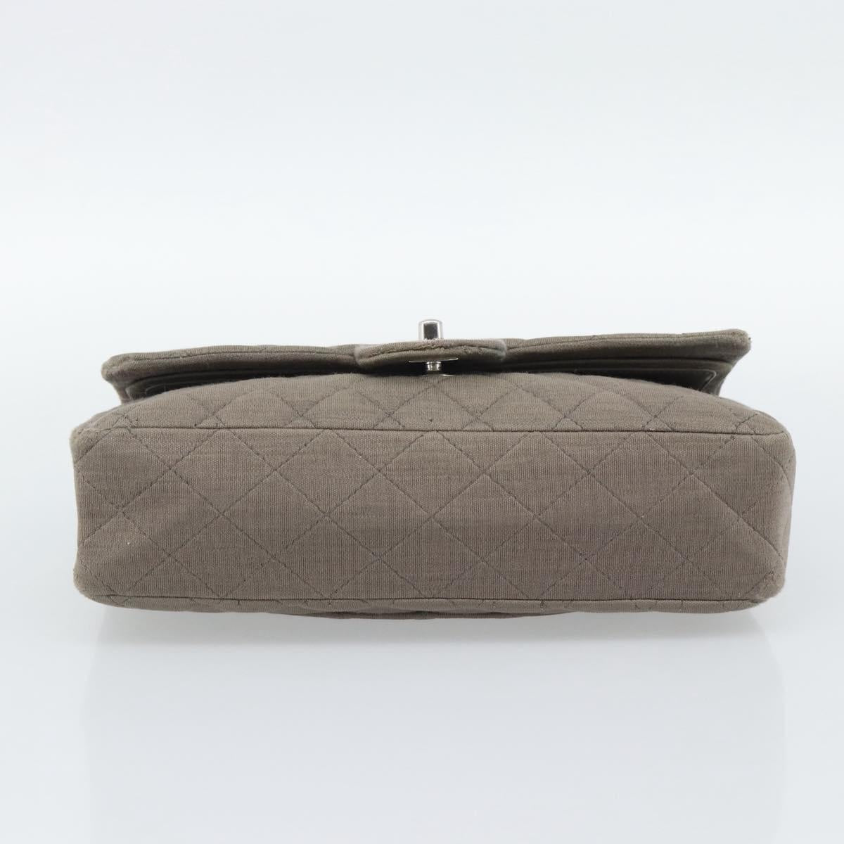 CHANEL Matelasse Chain Shoulder Bag Cotton Gray Silver CC Auth mr2778 image 9