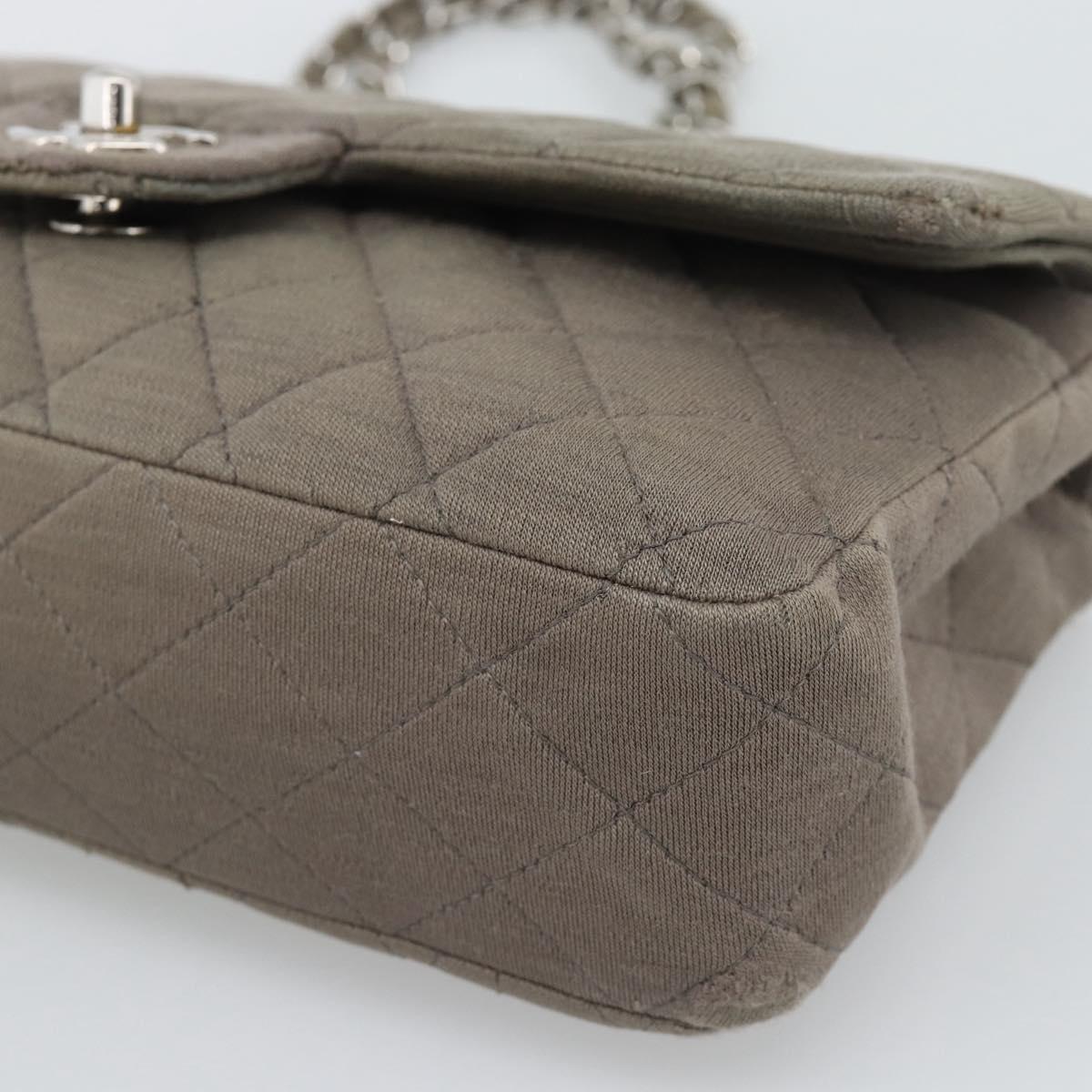CHANEL Matelasse Chain Shoulder Bag Cotton Gray Silver CC Auth mr2778 image 10